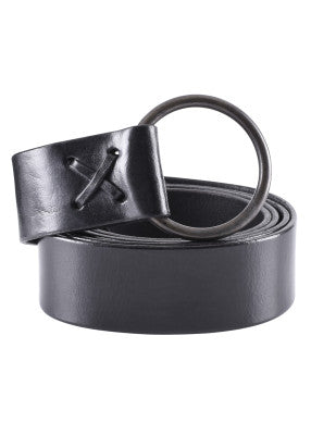 Imagen única de: Cinturón medieval de cuero con anilla de latón 190cm Negro