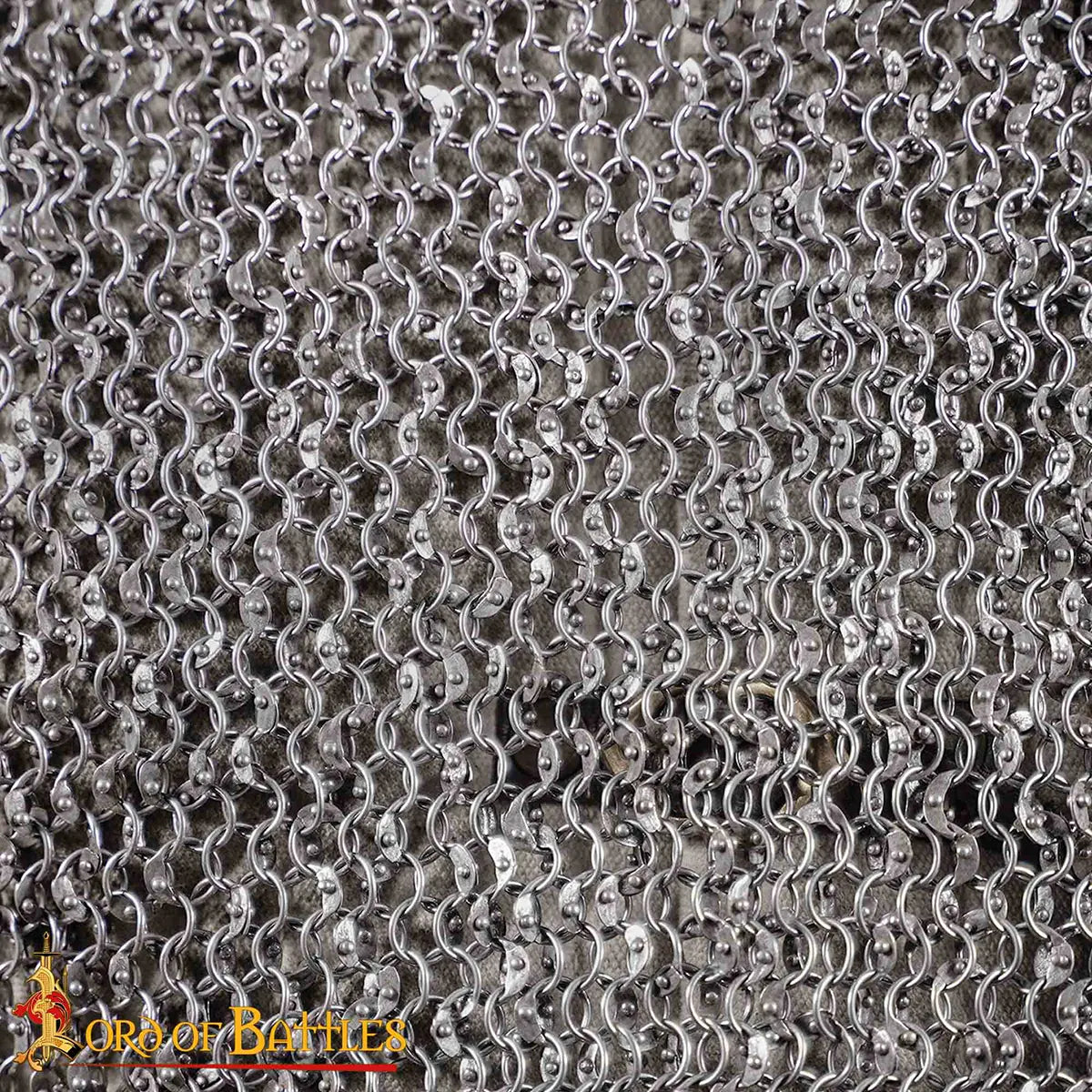 Haubergeon (cota de malla) mangas medias, anillas 8 mm remachadas, acero 18 gauge - imagen 6