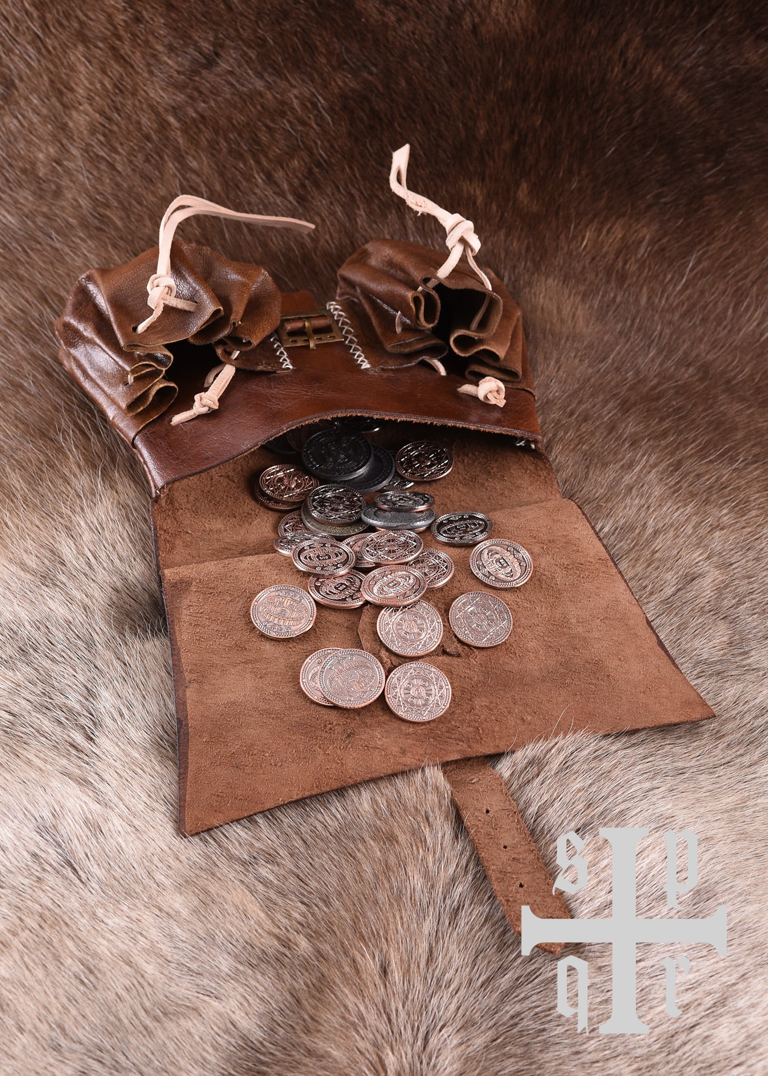 Imagen única de: Bolso Medieval De Piel, Siglo Xiv, Marrón.