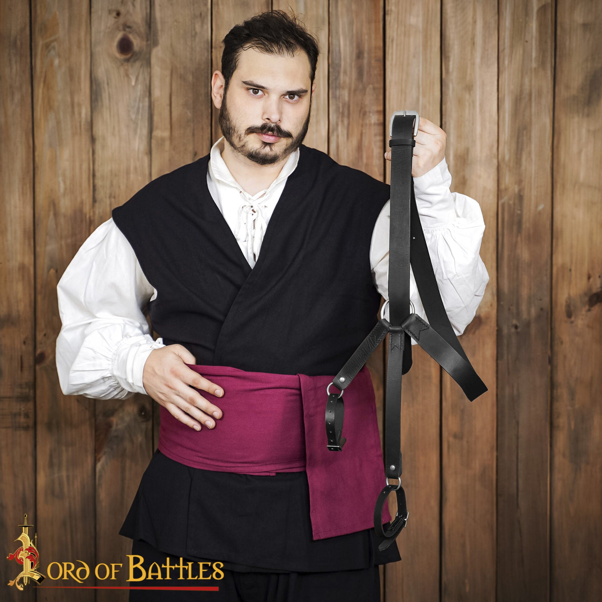 Baldrica de cuero renacentista para espada - imagen 6