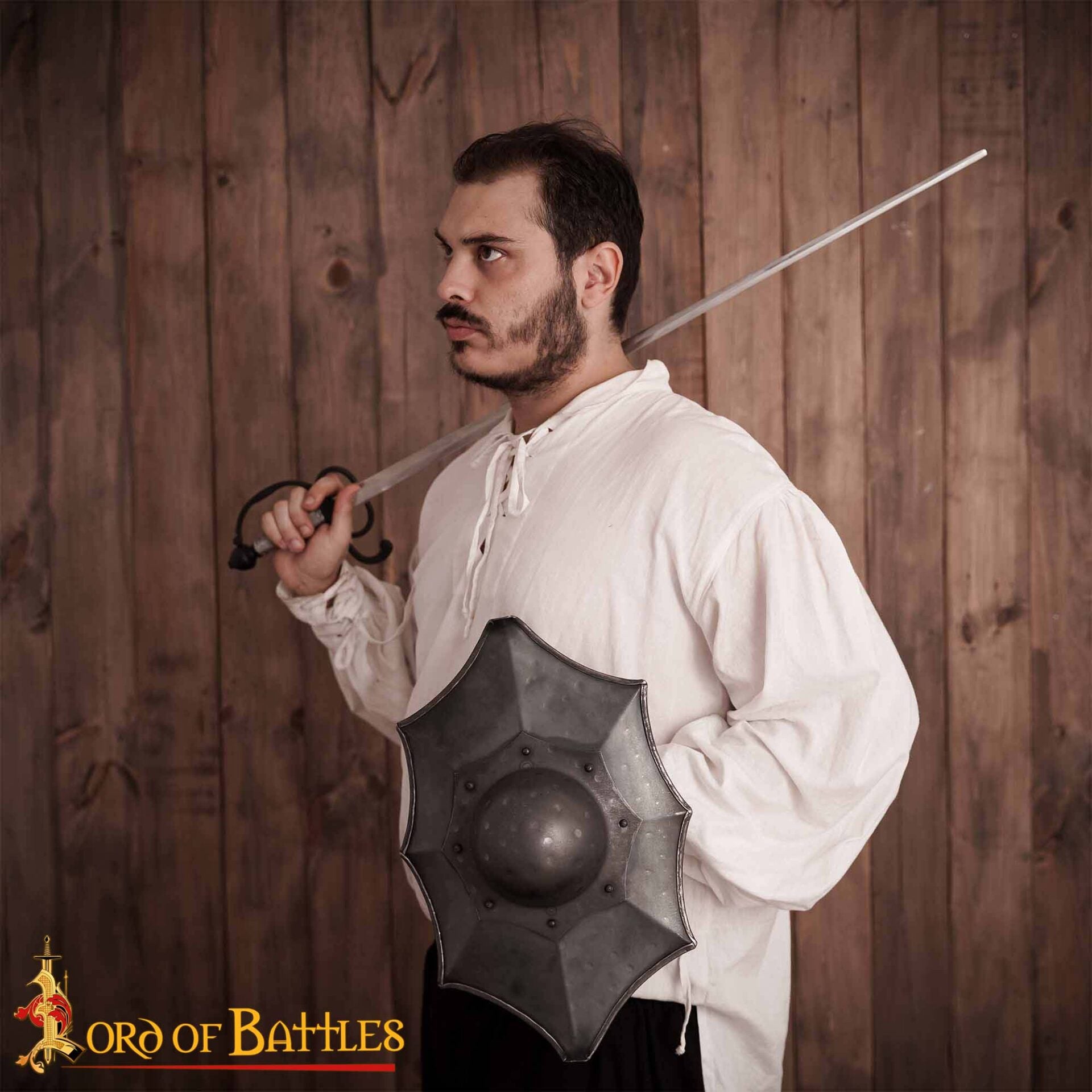 Buckler Talhoffer — Escudo hoja de acebo en acero calibre 16 - imagen 6