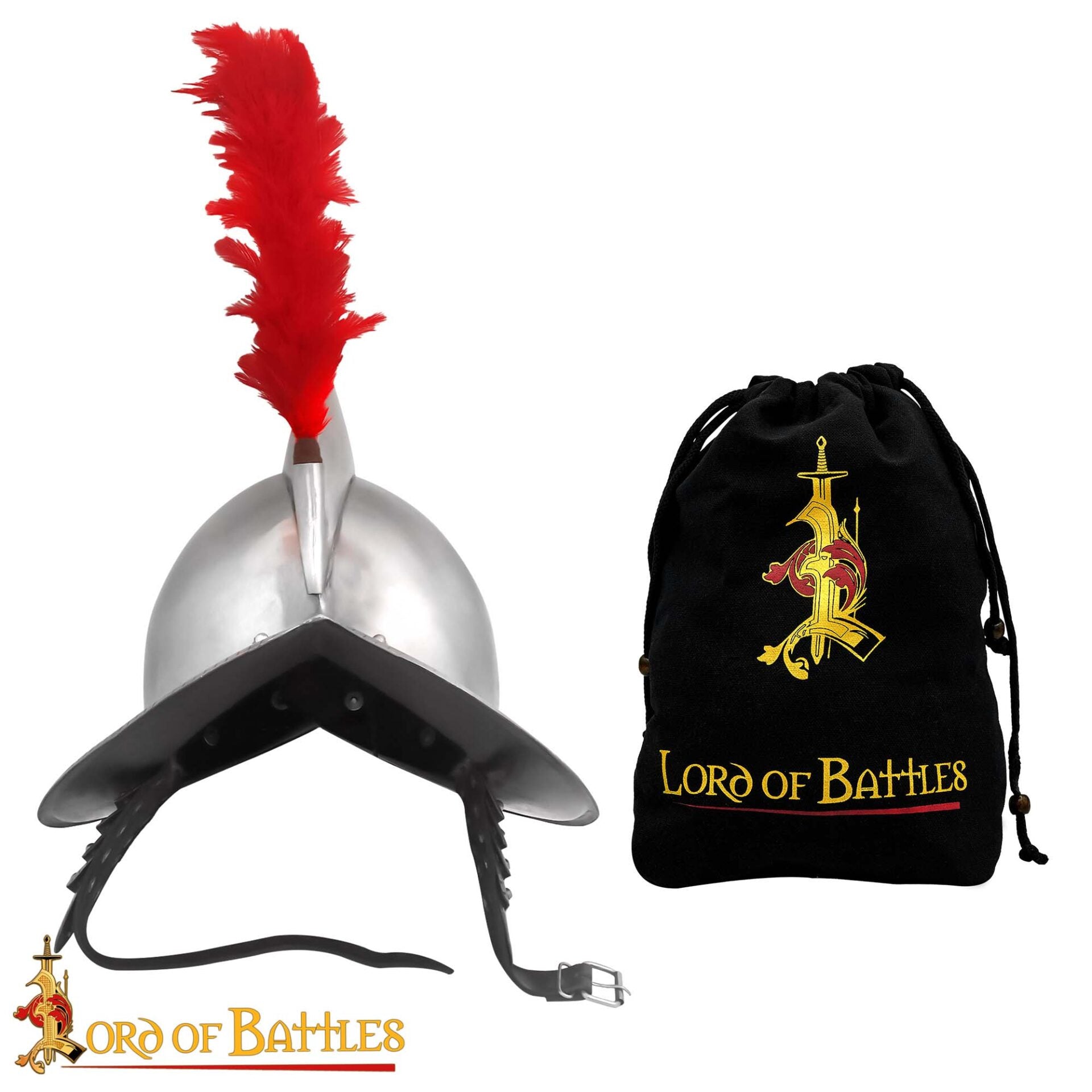 Imagen única de: Casco Morion de Acero con Penacho Rojo