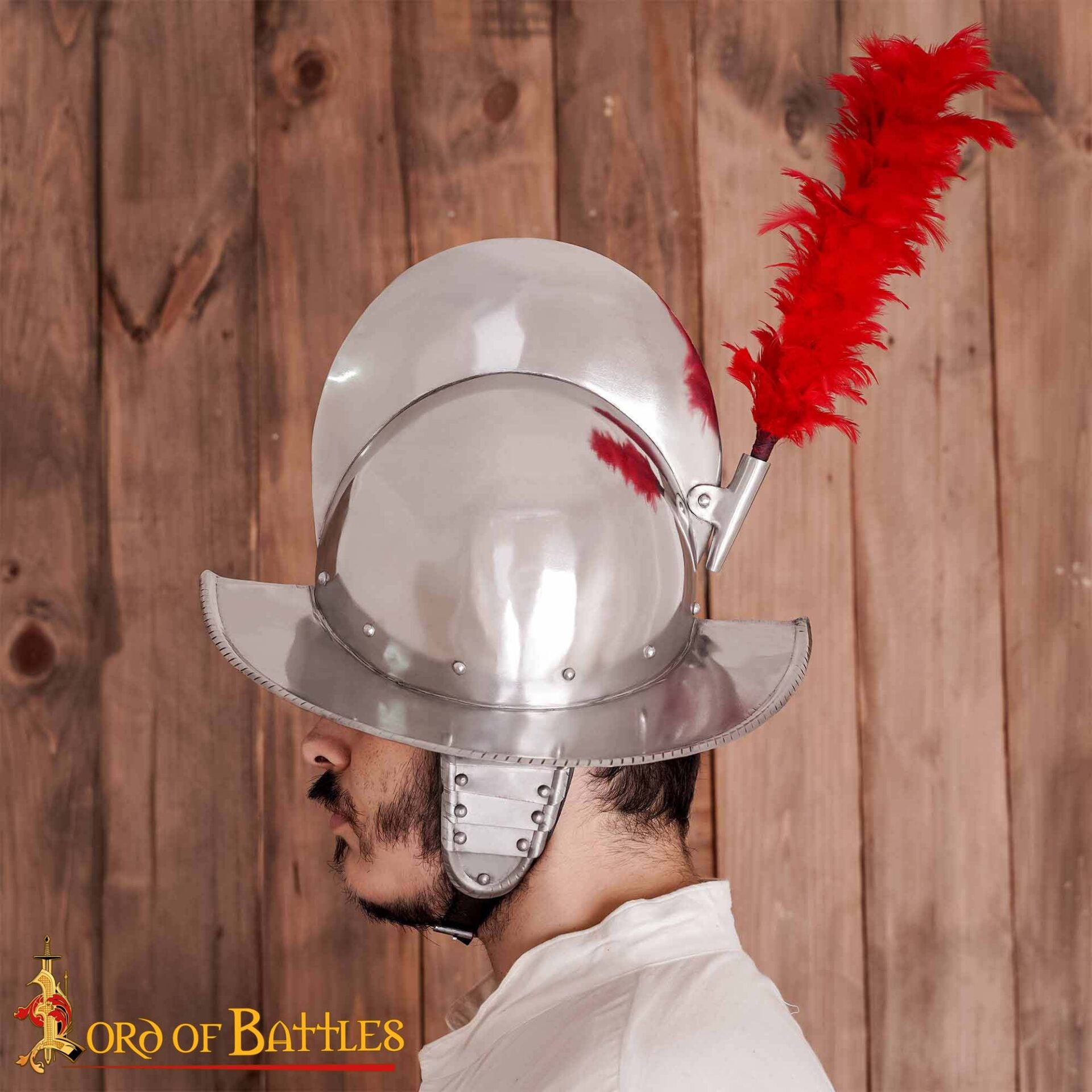Imagen única de: Casco Morion de Acero con Penacho Rojo