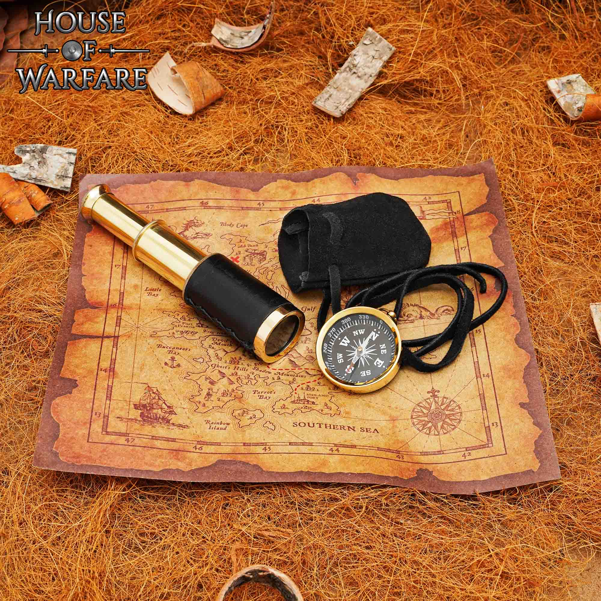 Imagen única de: Juego de Búsqueda del Tesoro Brújula Telescopio Mapa Ideal para Larp Cosplay