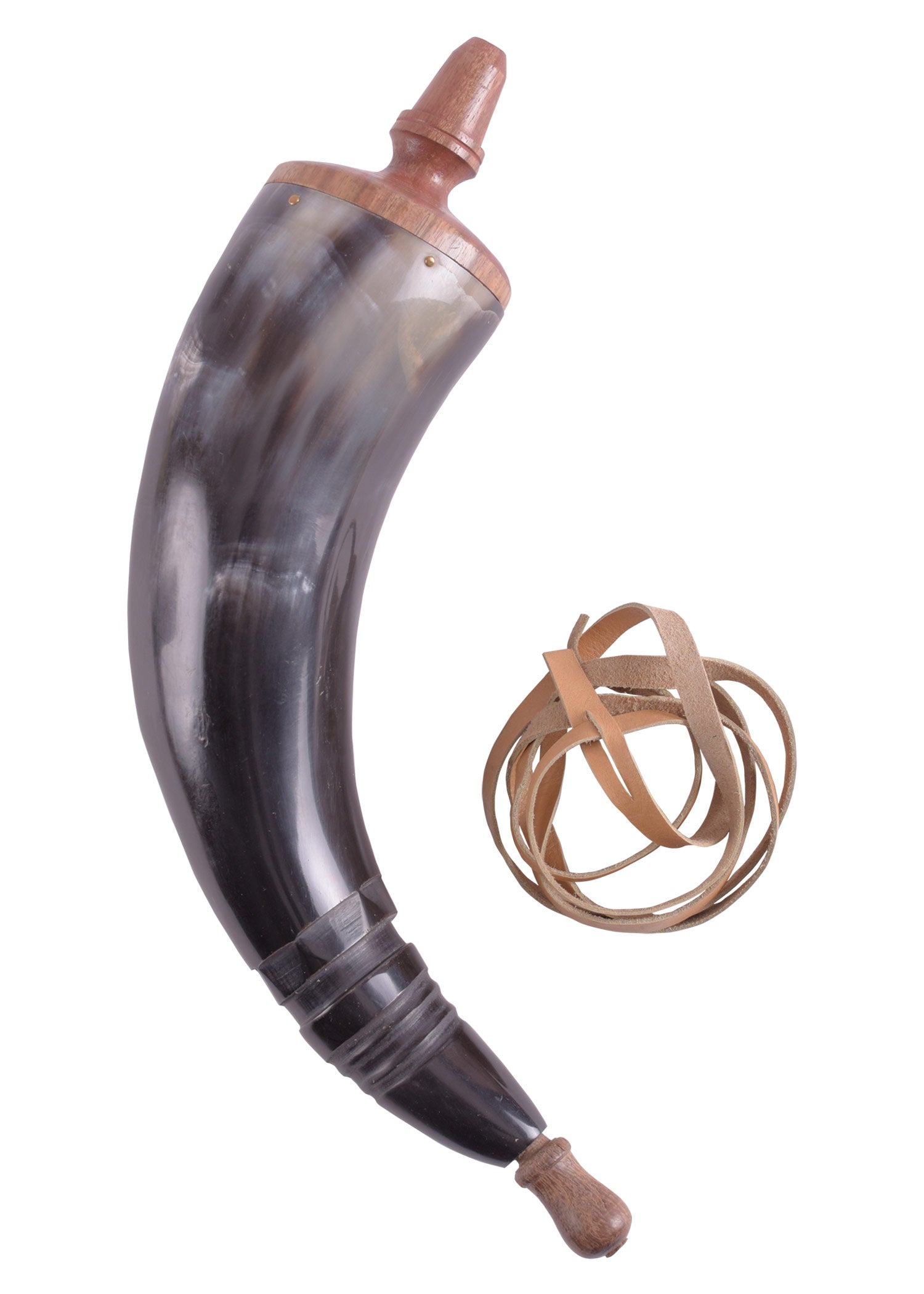 Imagen única de: Cuerno De Pólvora Con Correas De Cuero.