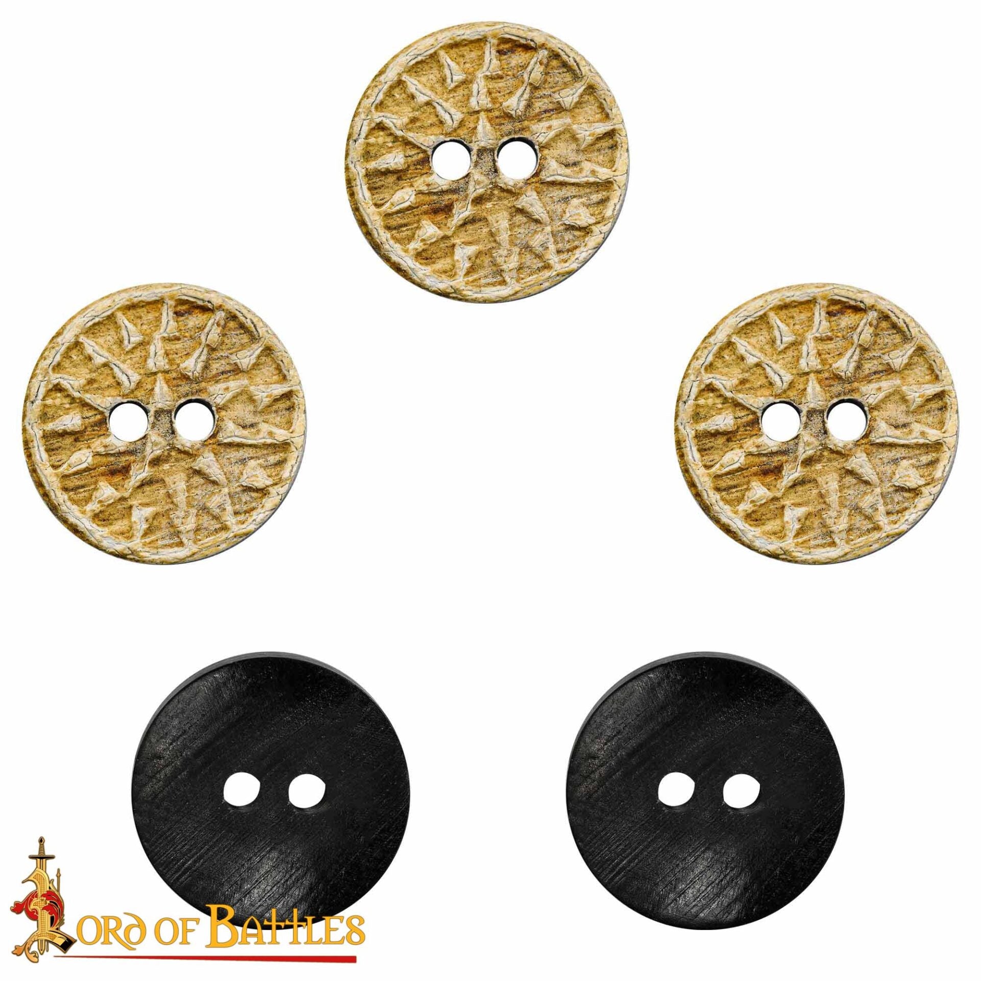 Imagen única de: Set de 5 botones medievales de cuerno de búfalo, hechos a mano - imagen 2