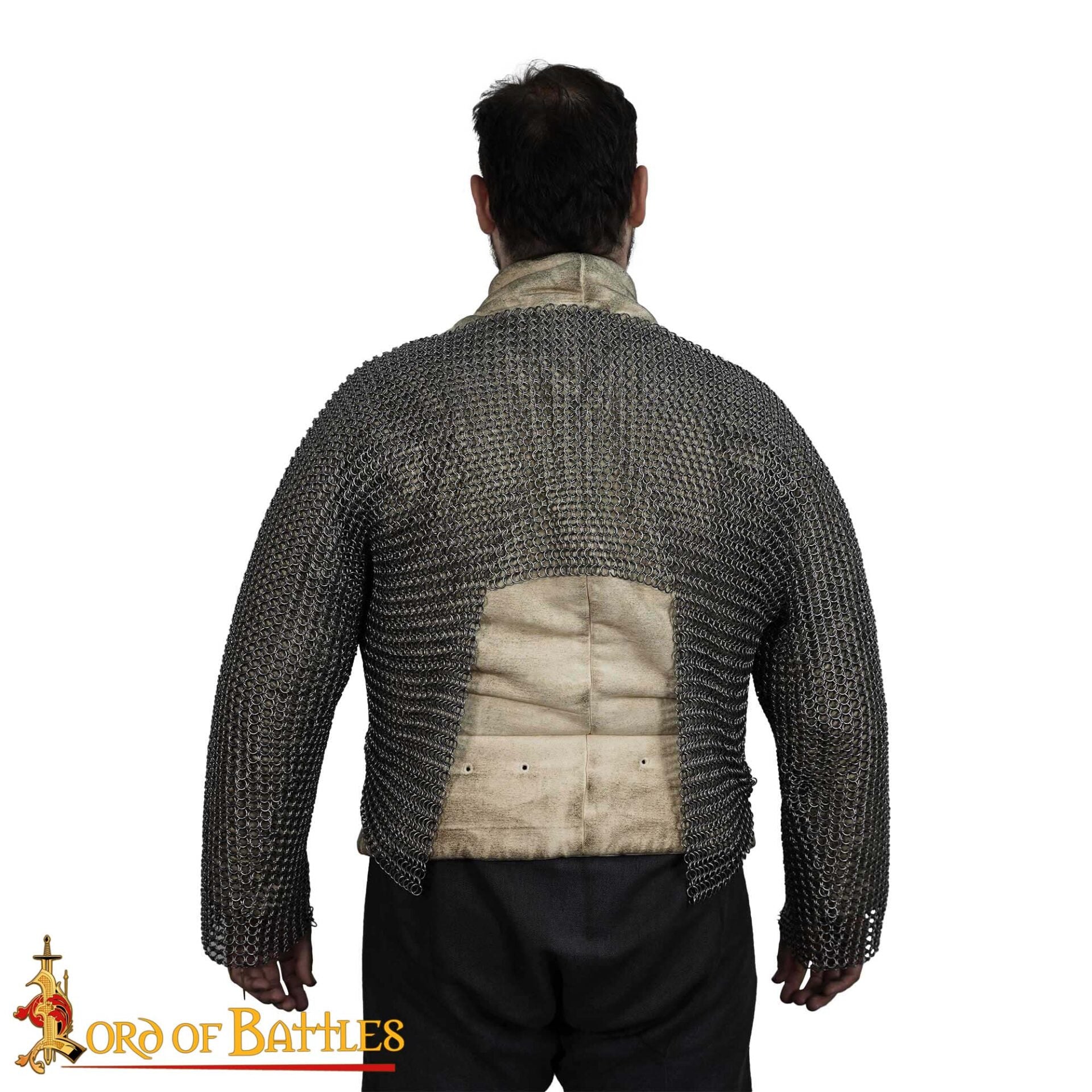 Hauberk de malla medieval corto, 9 mm, acero calibre 16 - imagen 11