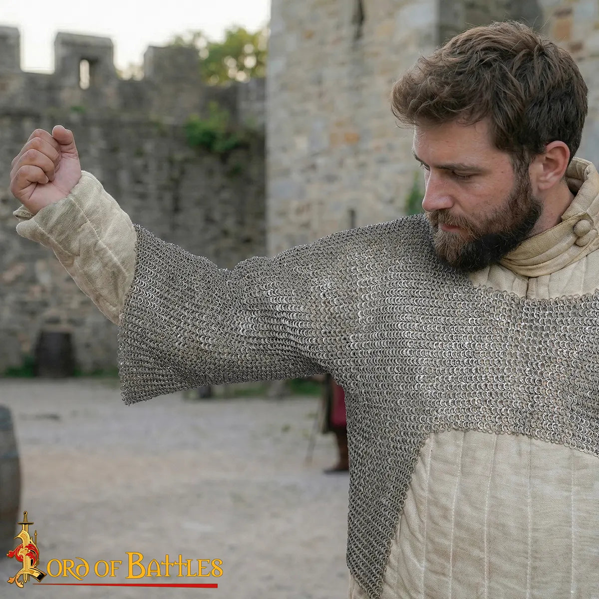 Hauberk corto de malla rivetada 6 mm, anillas planas y sólidas - Talla M - imagen 8