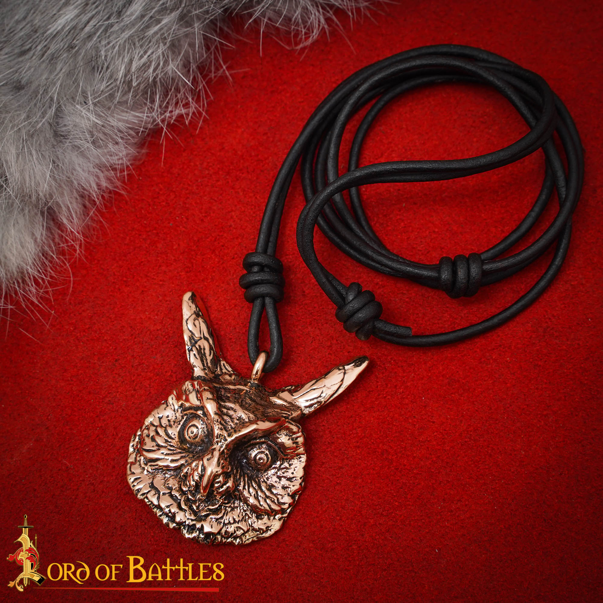 Colgante búho en bronce — fundición a la cera perdida con cordón de cuero - imagen 11