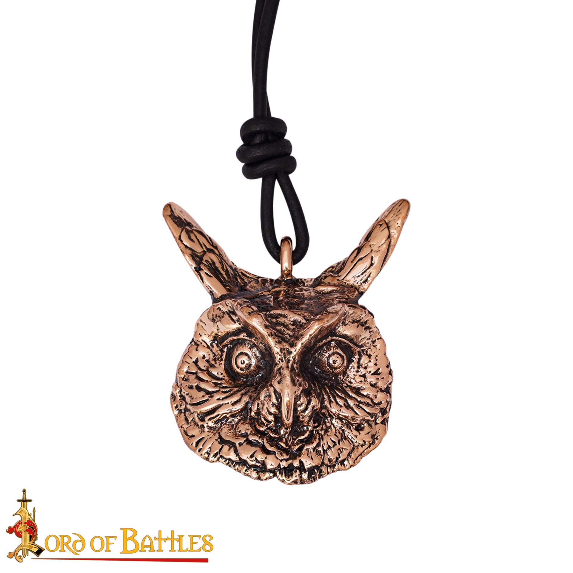 Colgante búho en bronce, fundición por cera perdida con cordón de cuero - imagen 13