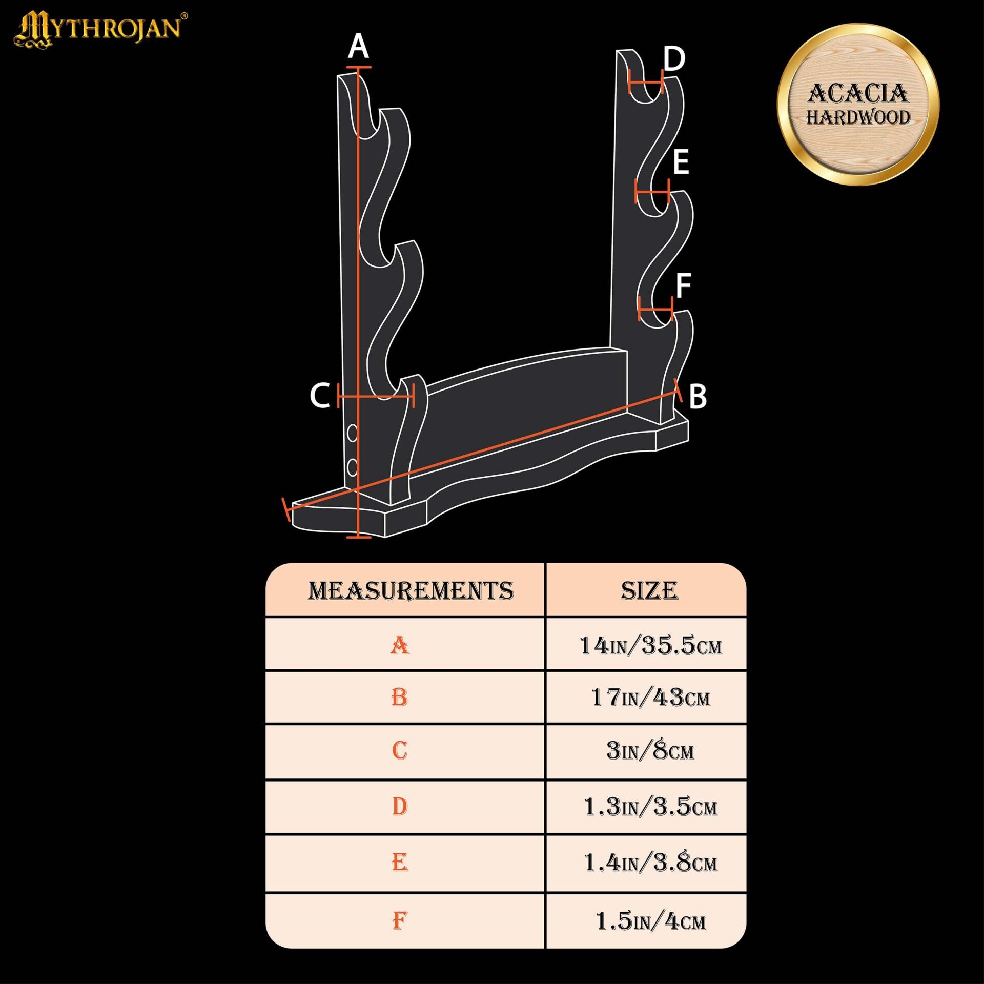 Soporte de Madera Maciza para Espadas - 3 Niveles (Acacia) - imagen 4