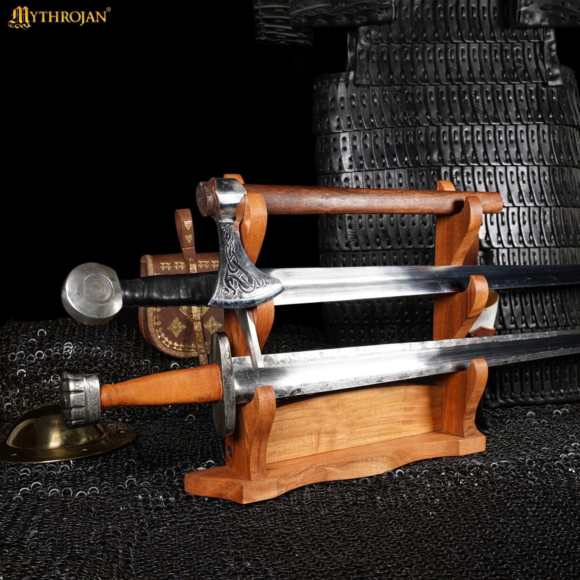 Soporte de Madera Maciza para Espadas - 3 Niveles (Acacia)