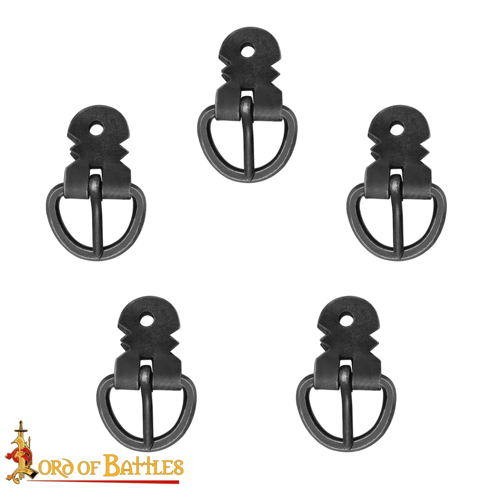Set de 5 hebillas forjadas en hierro negro para armadura - imagen 4