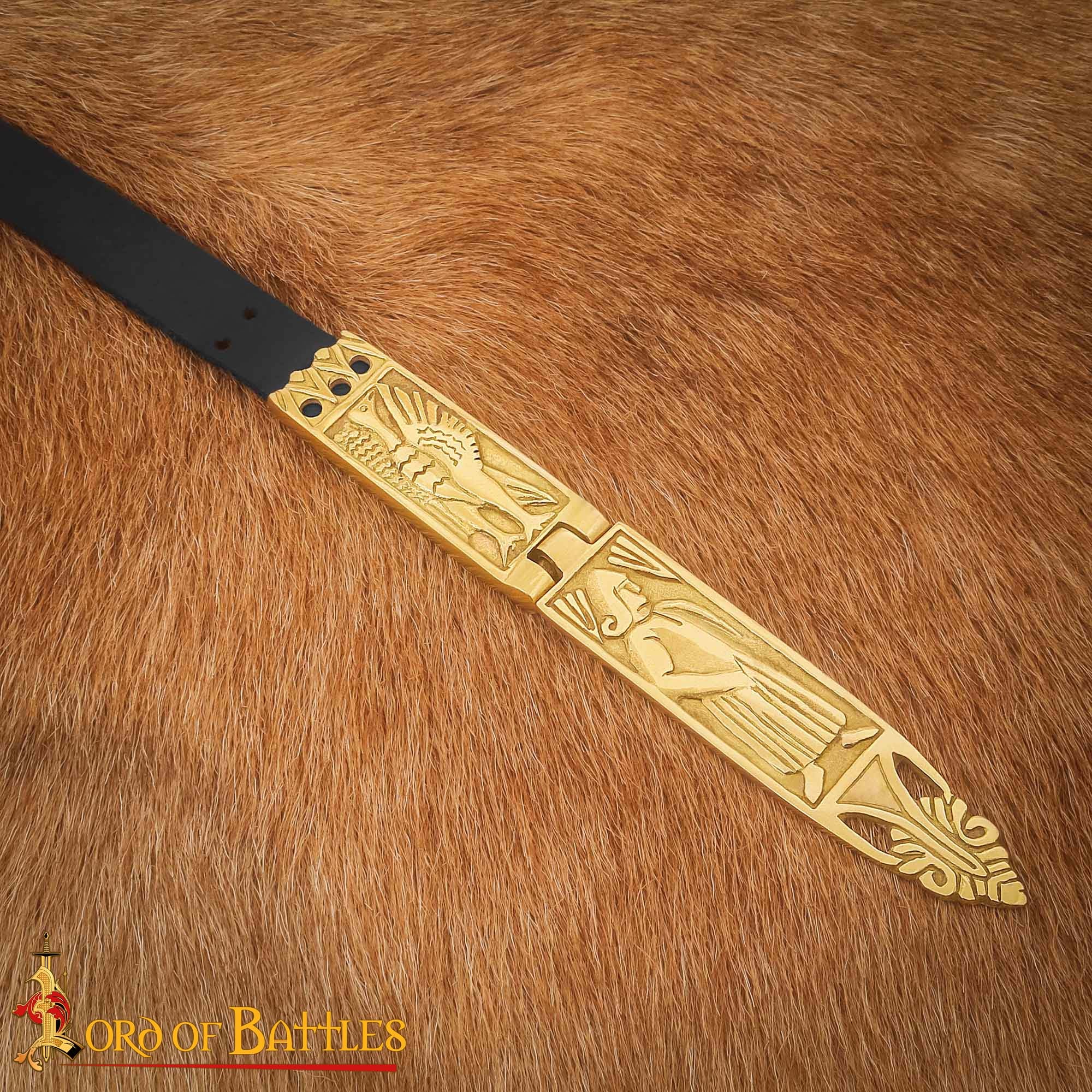 Imagen única de: Vaina de Espada Vikinga de Latón - 16,5 Cm Guarnición Grabada con Diseño de Bisagra