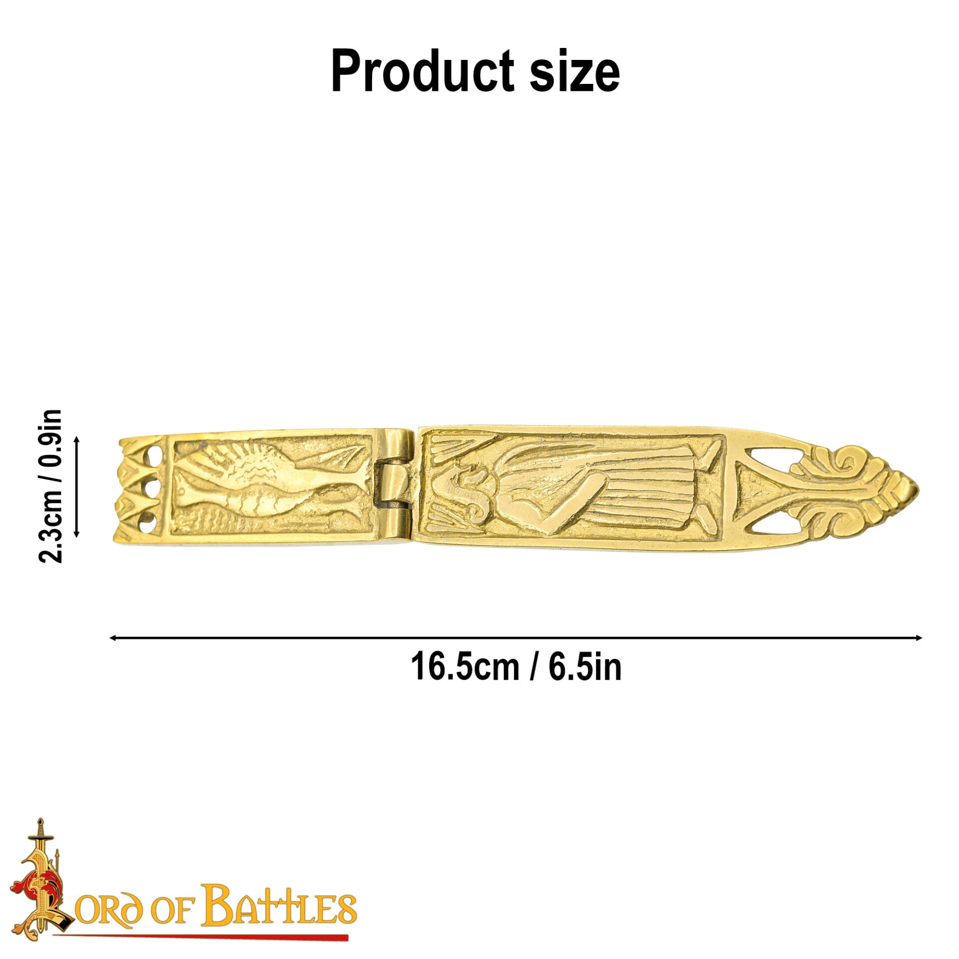 Imagen única de: Vaina de Espada Vikinga de Latón - 16,5 Cm Guarnición Grabada con Diseño de Bisagra