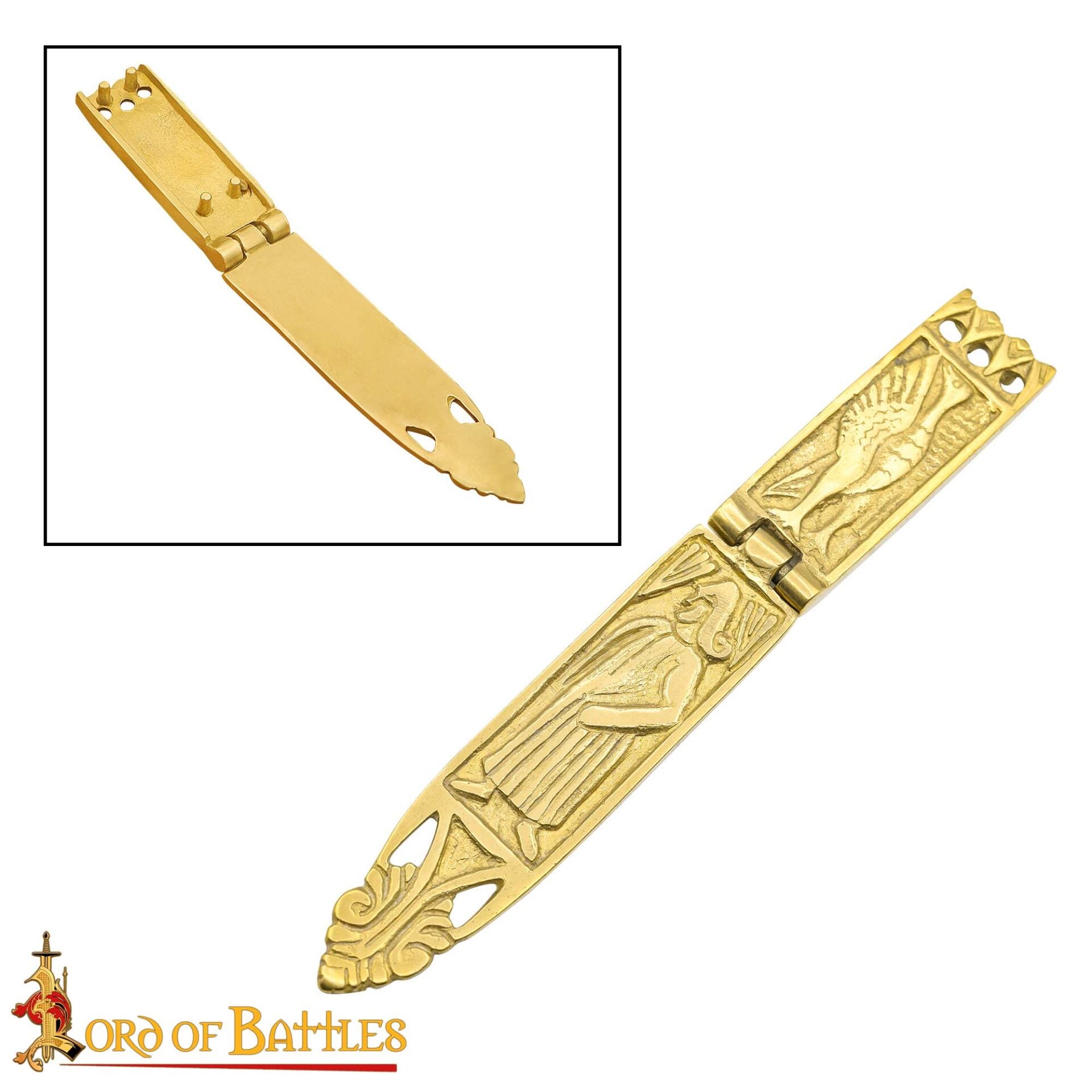 Imagen única de: Vaina de Espada Vikinga de Latón - 16,5 Cm Guarnición Grabada con Diseño de Bisagra