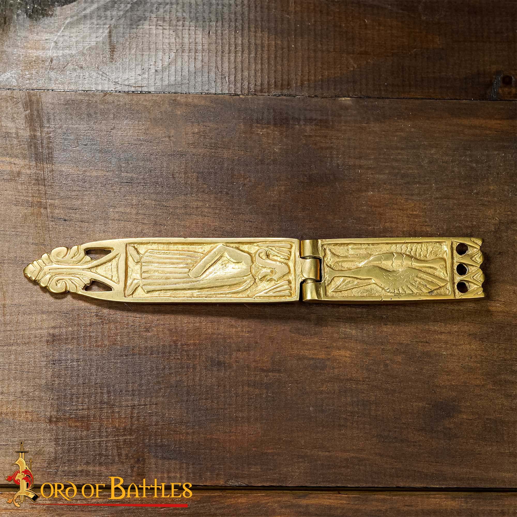 Imagen única de: Vaina de Espada Vikinga de Latón - 16,5 Cm Guarnición Grabada con Diseño de Bisagra