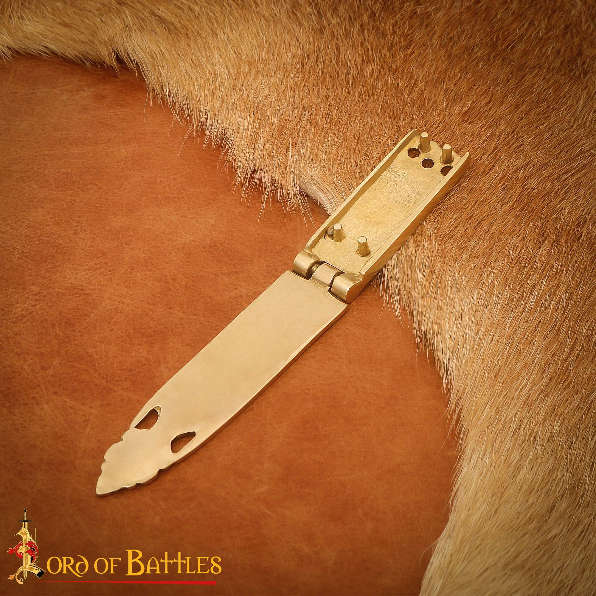 Imagen única de: Vaina de Espada Vikinga de Latón - 16,5 Cm Guarnición Grabada con Diseño de Bisagra