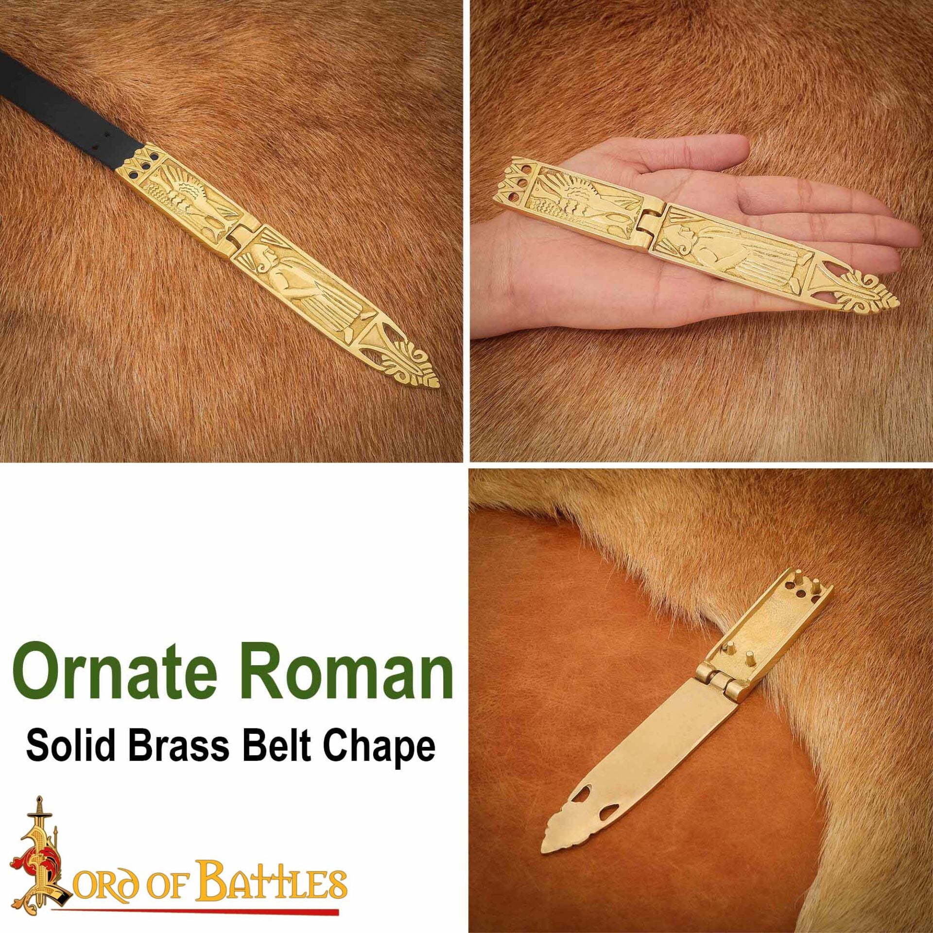 Imagen única de: Vaina de Espada Vikinga de Latón - 16,5 Cm Guarnición Grabada con Diseño de Bisagra