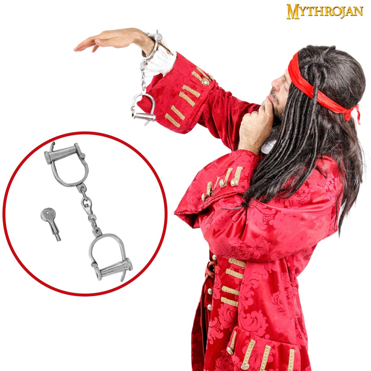 Imagen única de: Mythrojan Esposas Medievales Cromadas Estilo Antiguo Grilletes de Mazmorra Acero Sólido