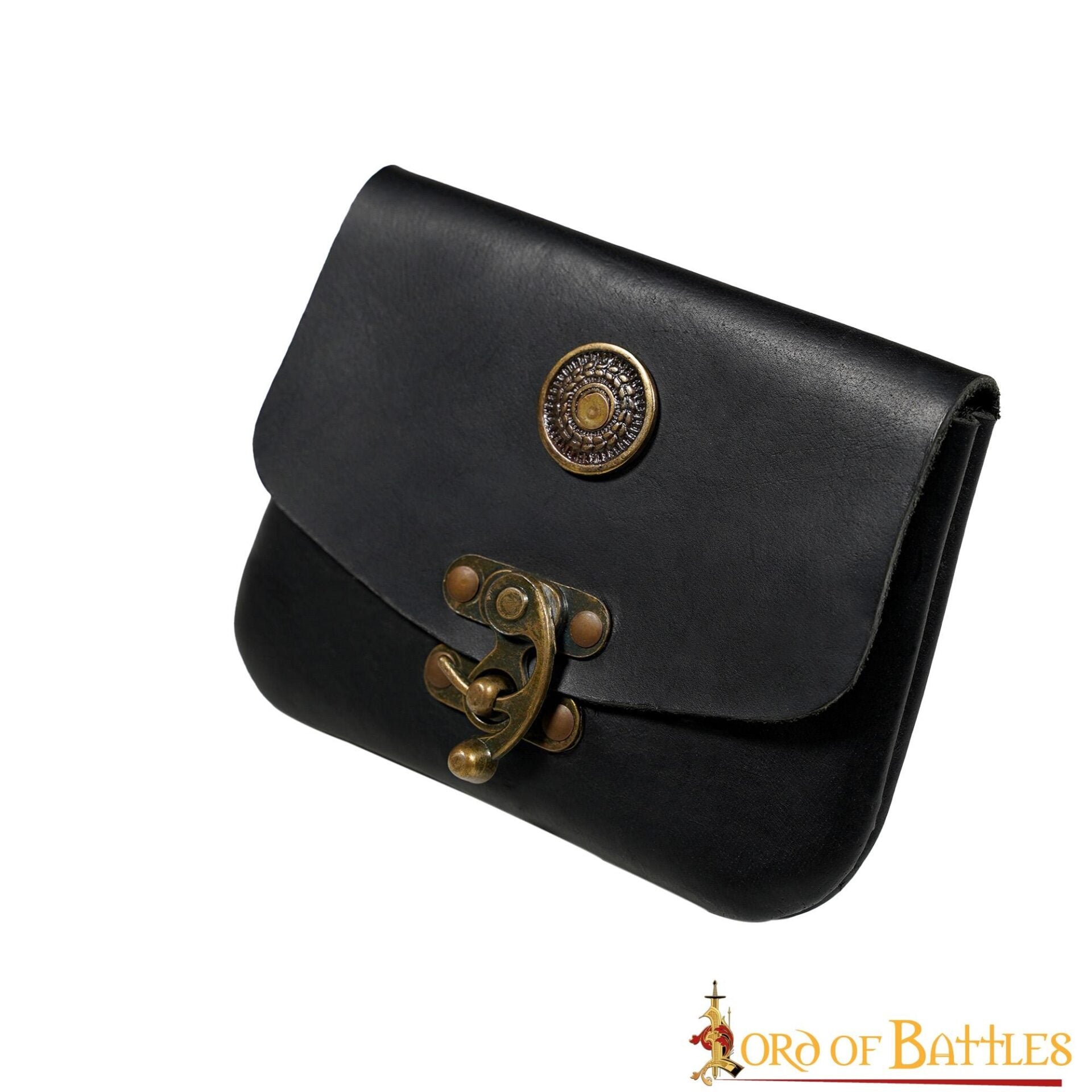 Bolsa de cinturón medieval en cuero 3 mm con latón envejecido - imagen 14