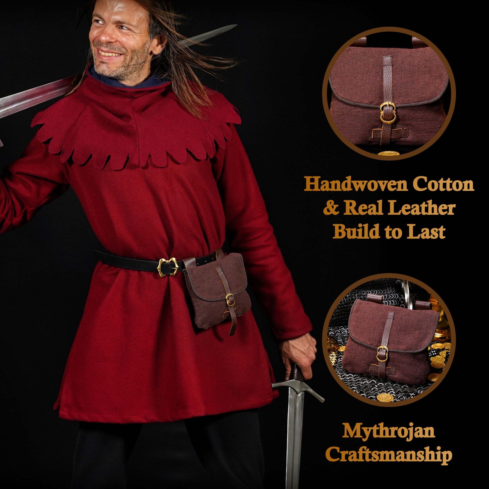 Bolsa de cinturón medieval Mythrojan - Verde - imagen 8
