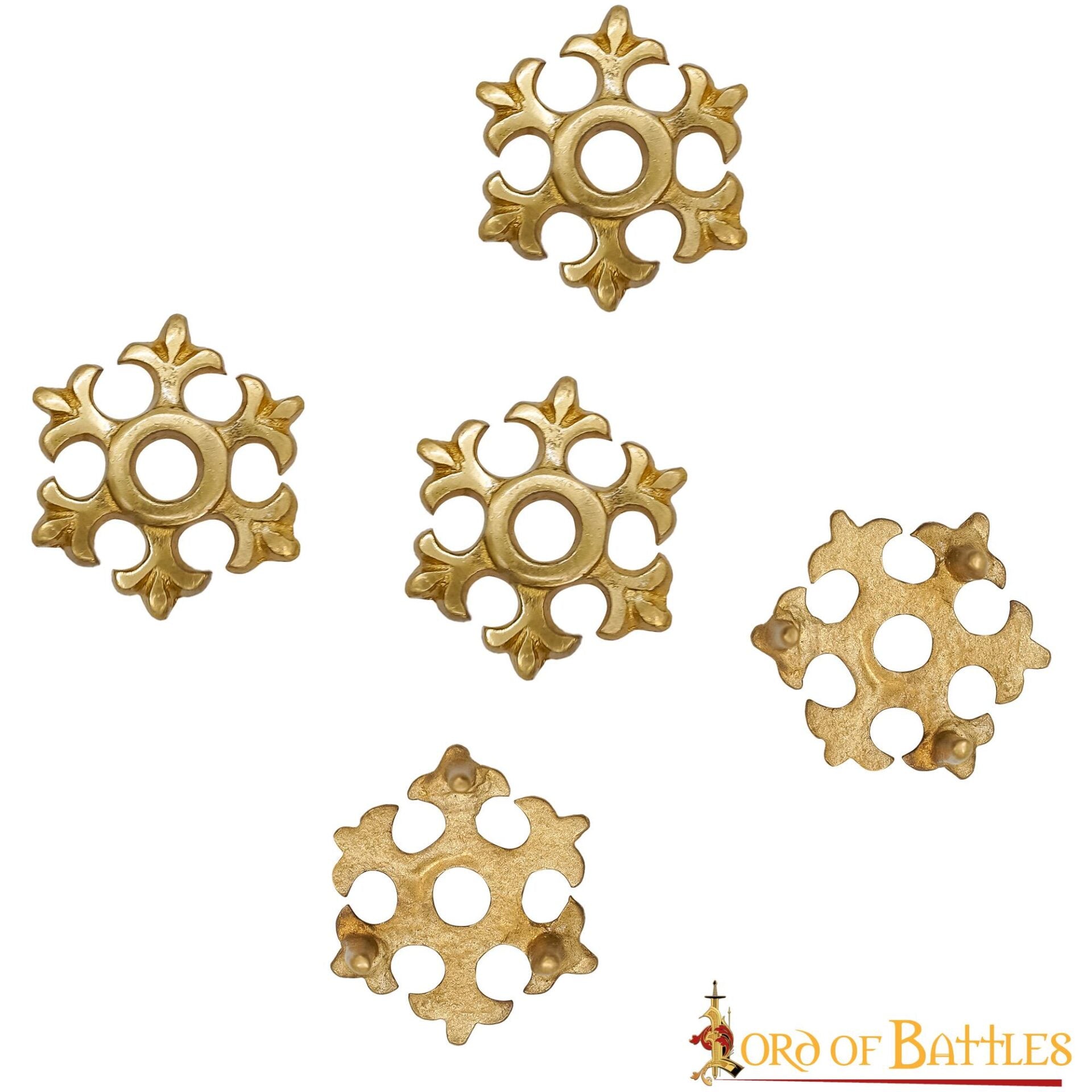 Conchos Fleur roseta de latón macizo - Set de 5 - imagen 2