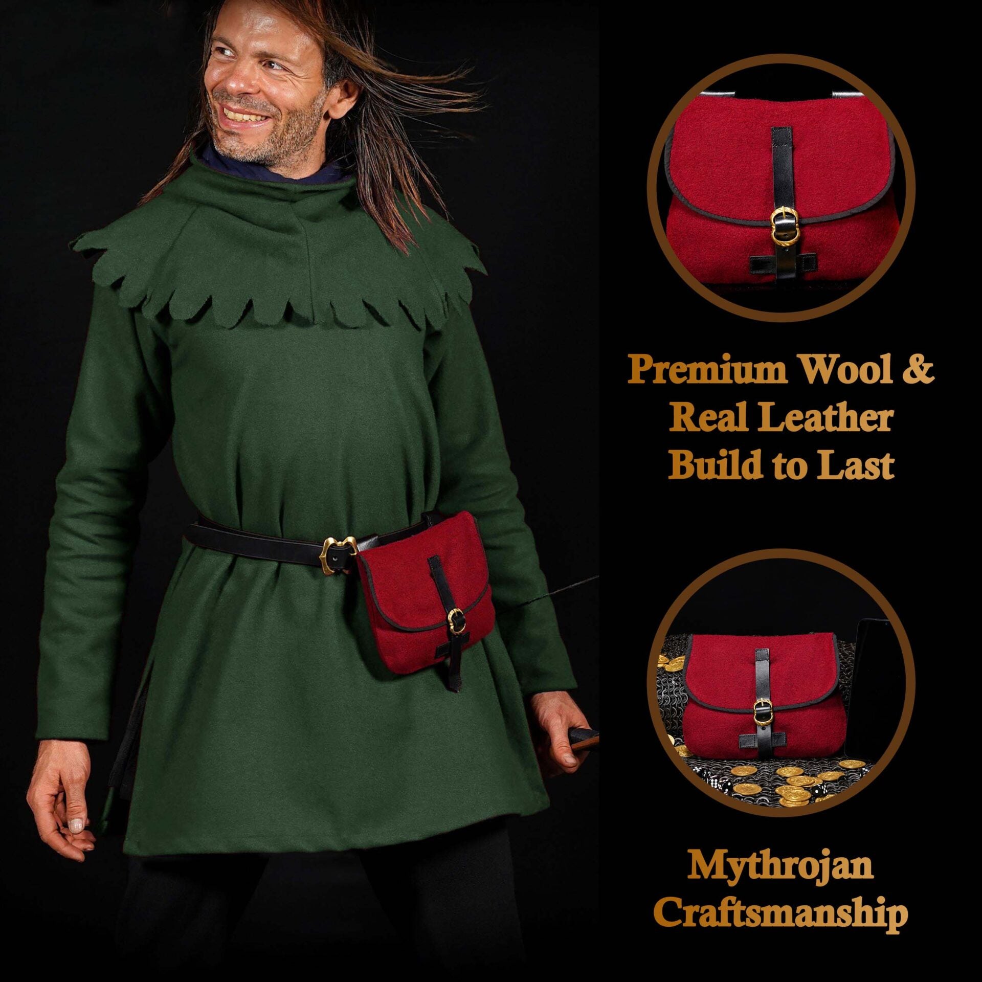 Bolsa de cinturón medieval Mythrojan - Verde - imagen 15