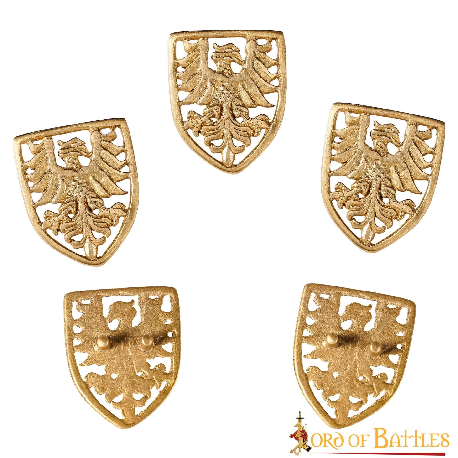 Escudo Heráldico de Águila Adornos de Latón - Juego de 5 Monturas Decorativas Medievales - Imagen 8