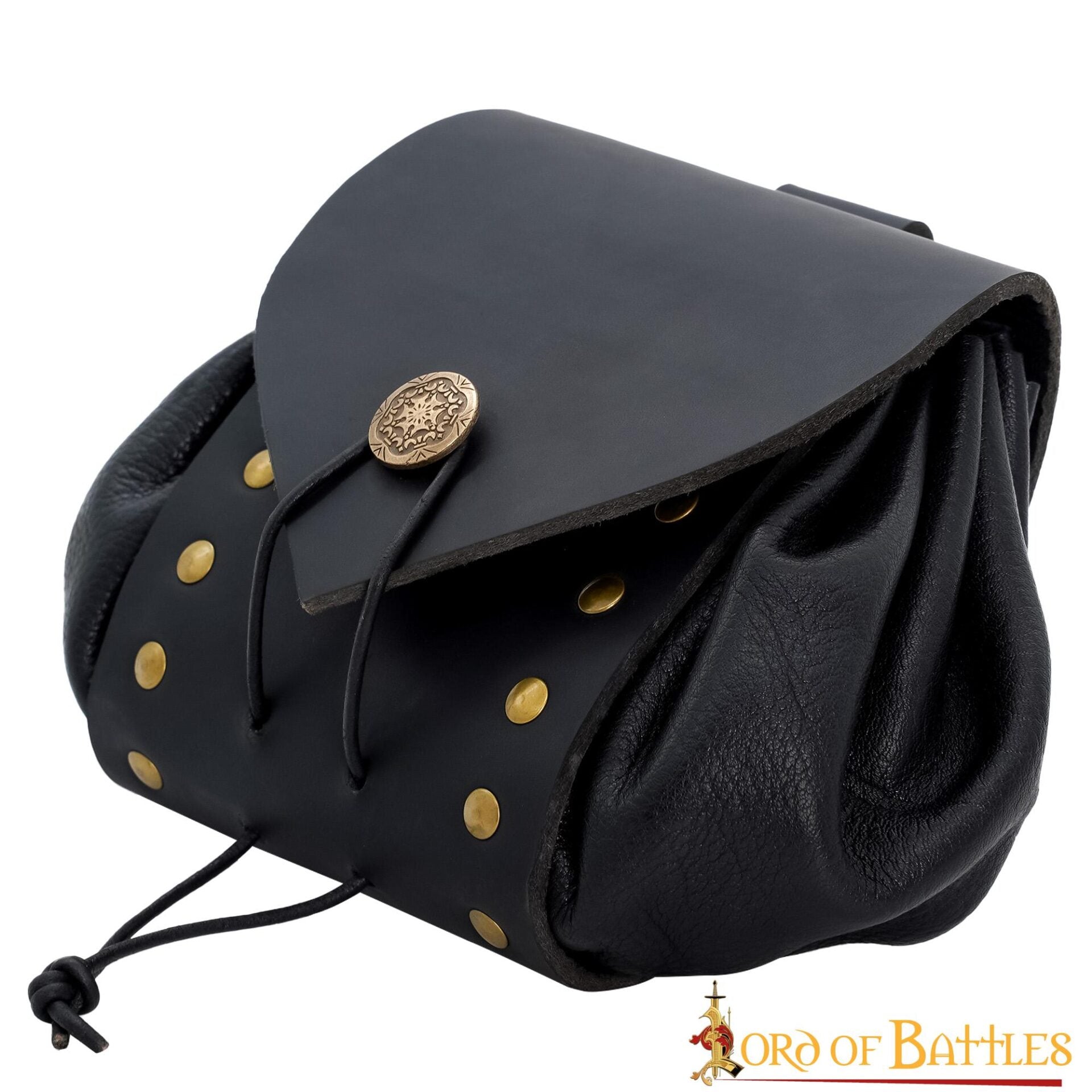 Bolsa de cinturón medieval en piel con botón de latón - imagen 8