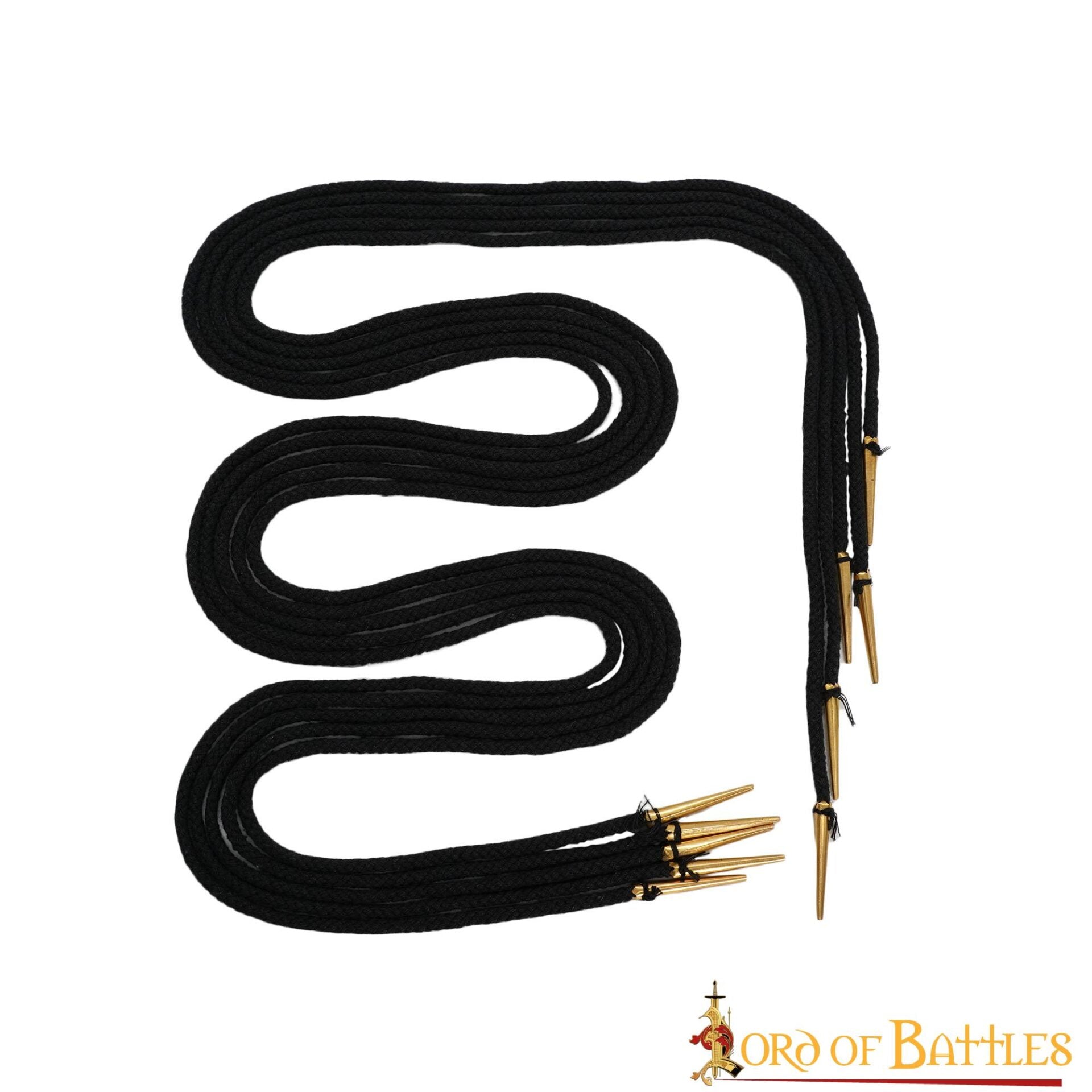 Imagen única de: Cordones de Algodón Negro con Remates de Latón Macizo - Juego de 5 Corbatas Medievales