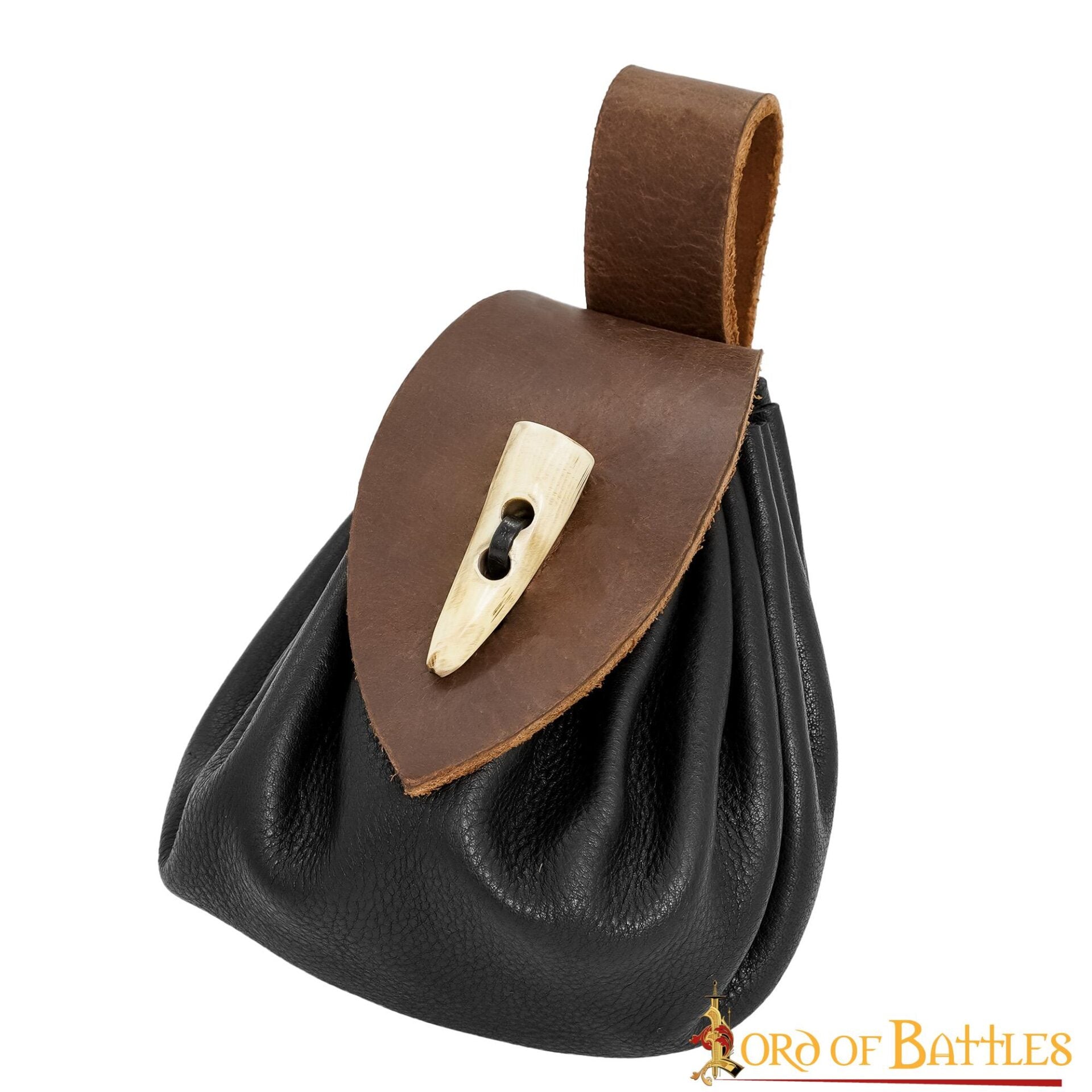 Funda de cinturón medieval en cuero con cierre de cuerno - imagen 8