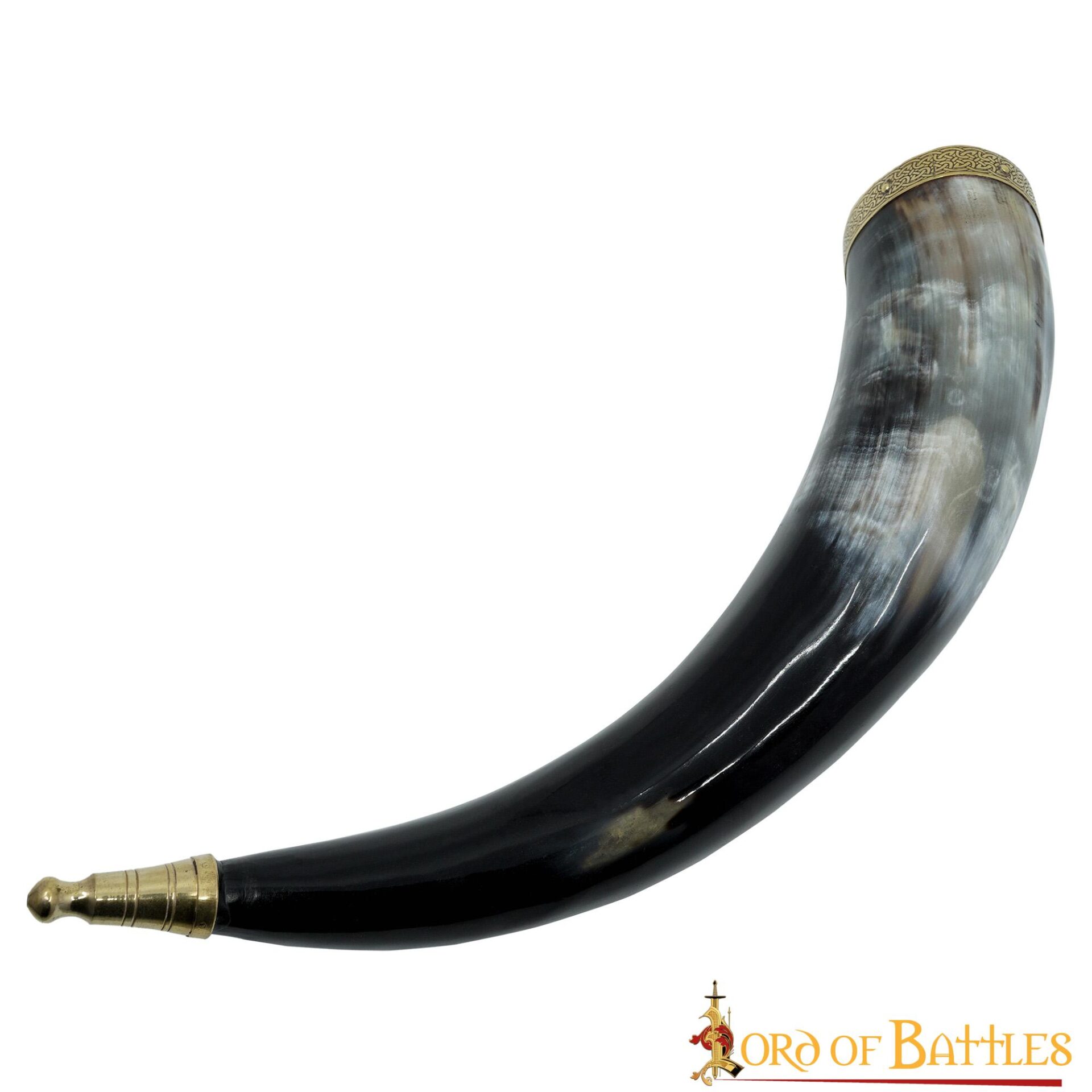 Cuerno vikingo de beber 300–400 ml con remates de latón - imagen 2