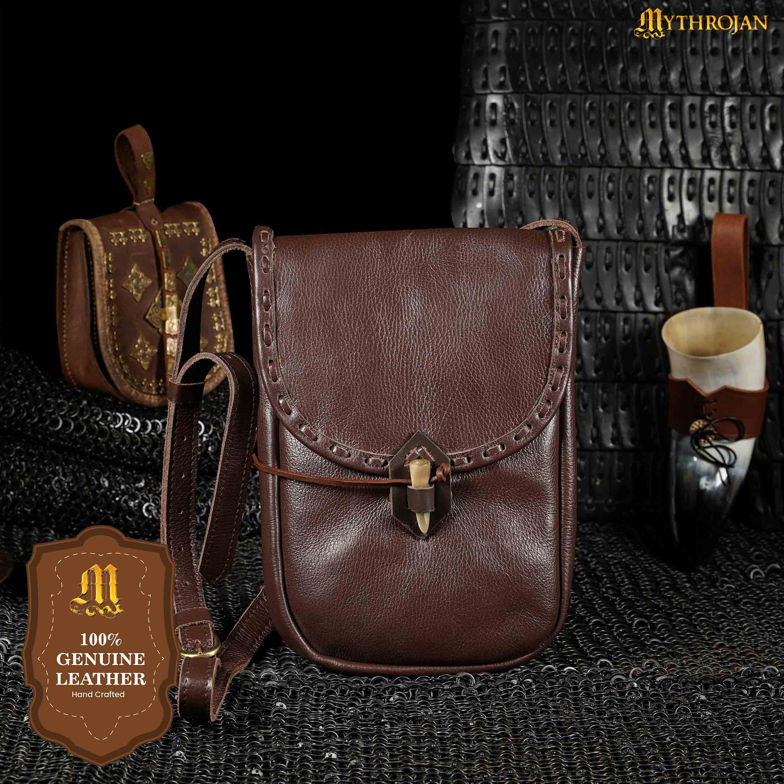 Bolsa mensajera medieval de cuero Mythrojan - imagen 15