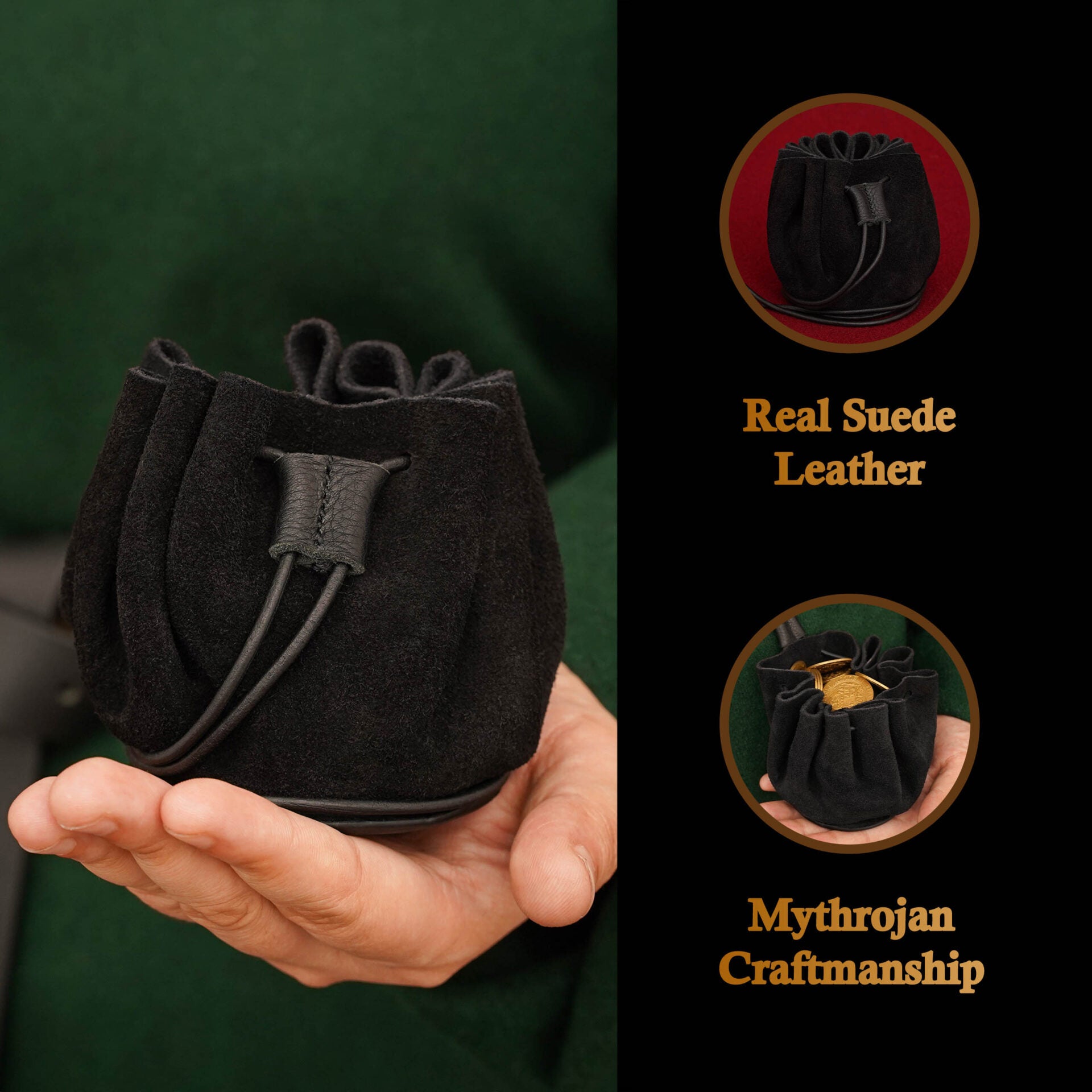 Bolsa de cinturón medieval Mythrojan para LARP — Marrón - imagen 9