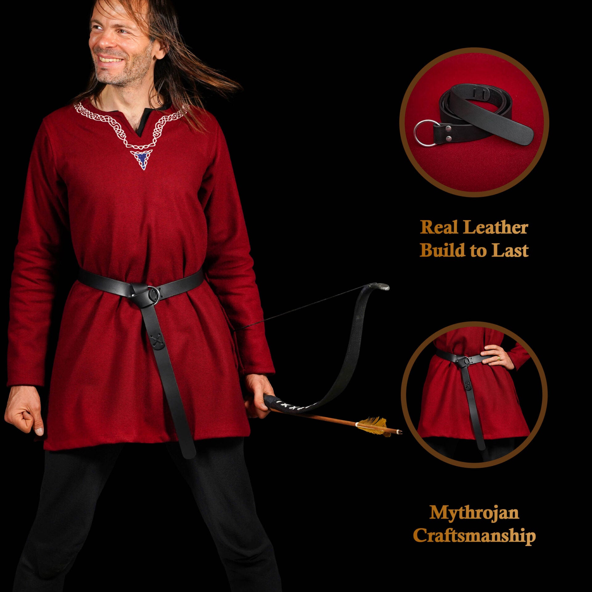 Cinturón medieval de cuero con hebilla O-ring — Mythrojan - imagen 8
