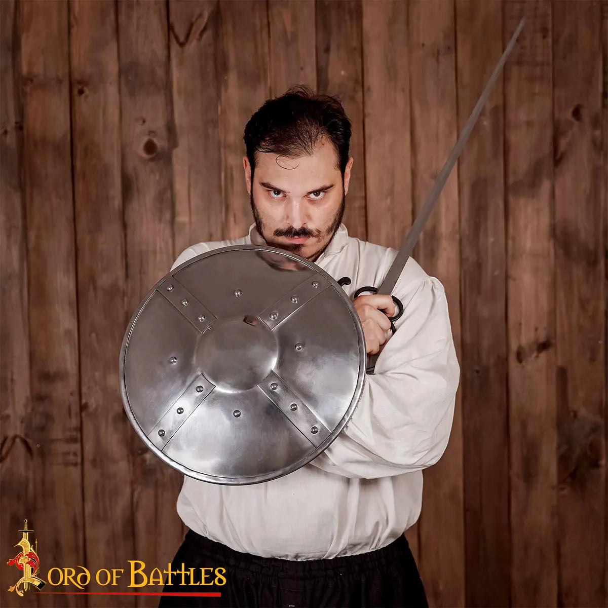 Buckler medieval forjado a mano en acero 14 gauge - imagen 6