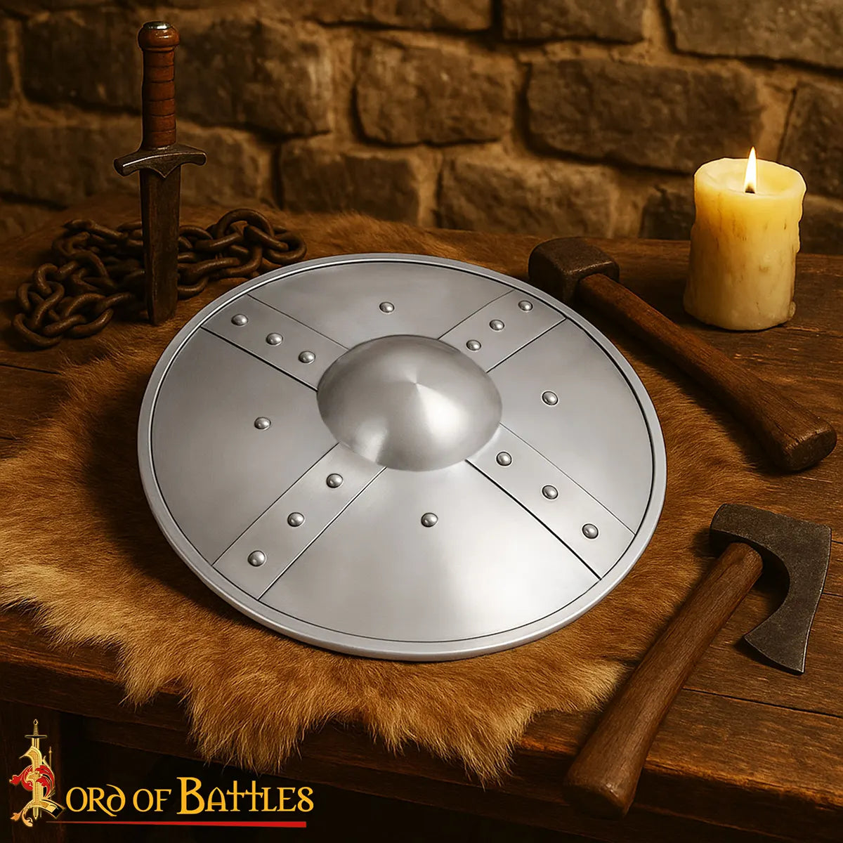 Buckler medieval forjado a mano en acero 14 gauge - imagen 5