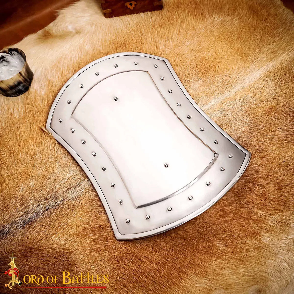 Escudo buckler rectangular medieval de acero funcional - imagen 6