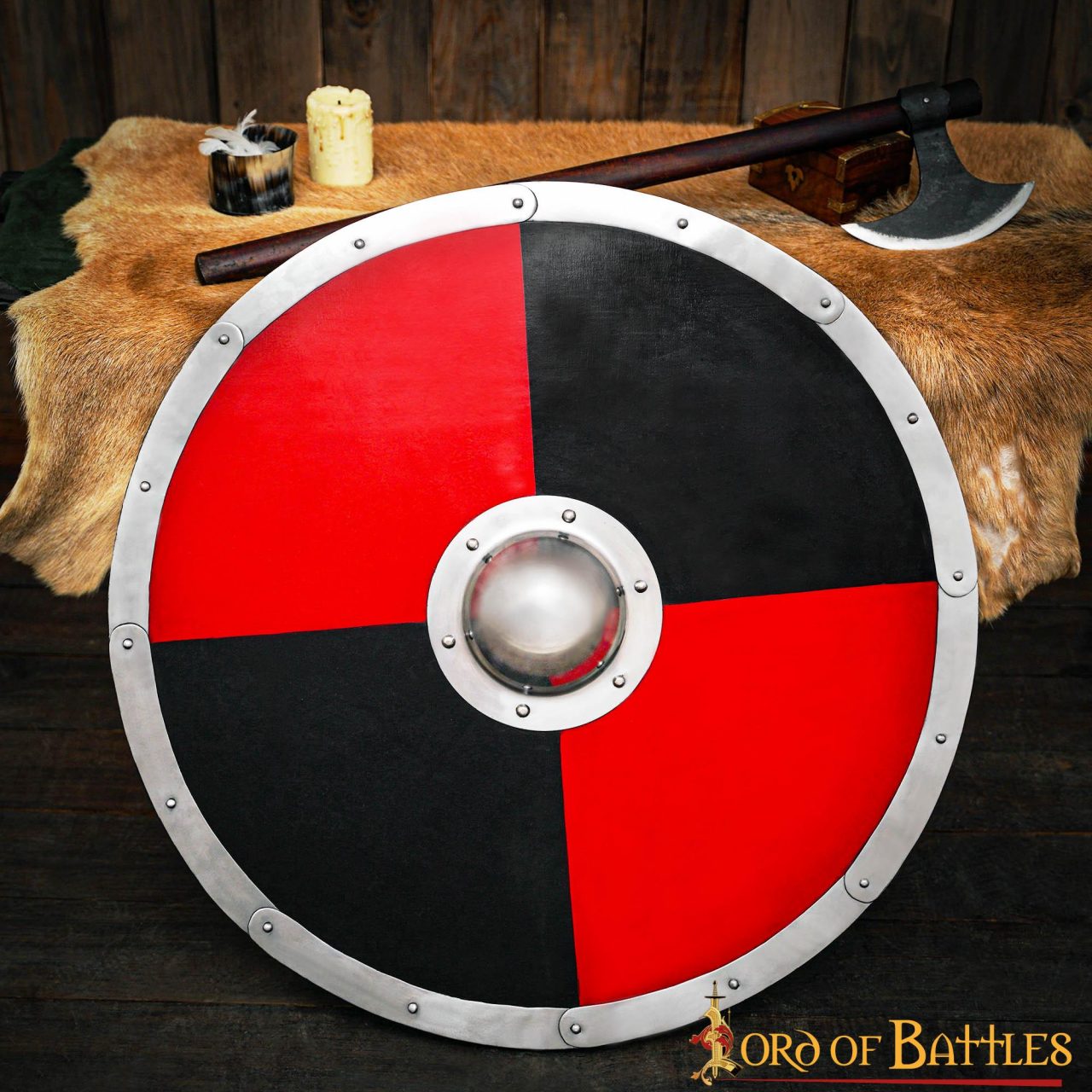 Escudo vikingo redondo de madera 30 pulgadas con umbo de acero - imagen 13