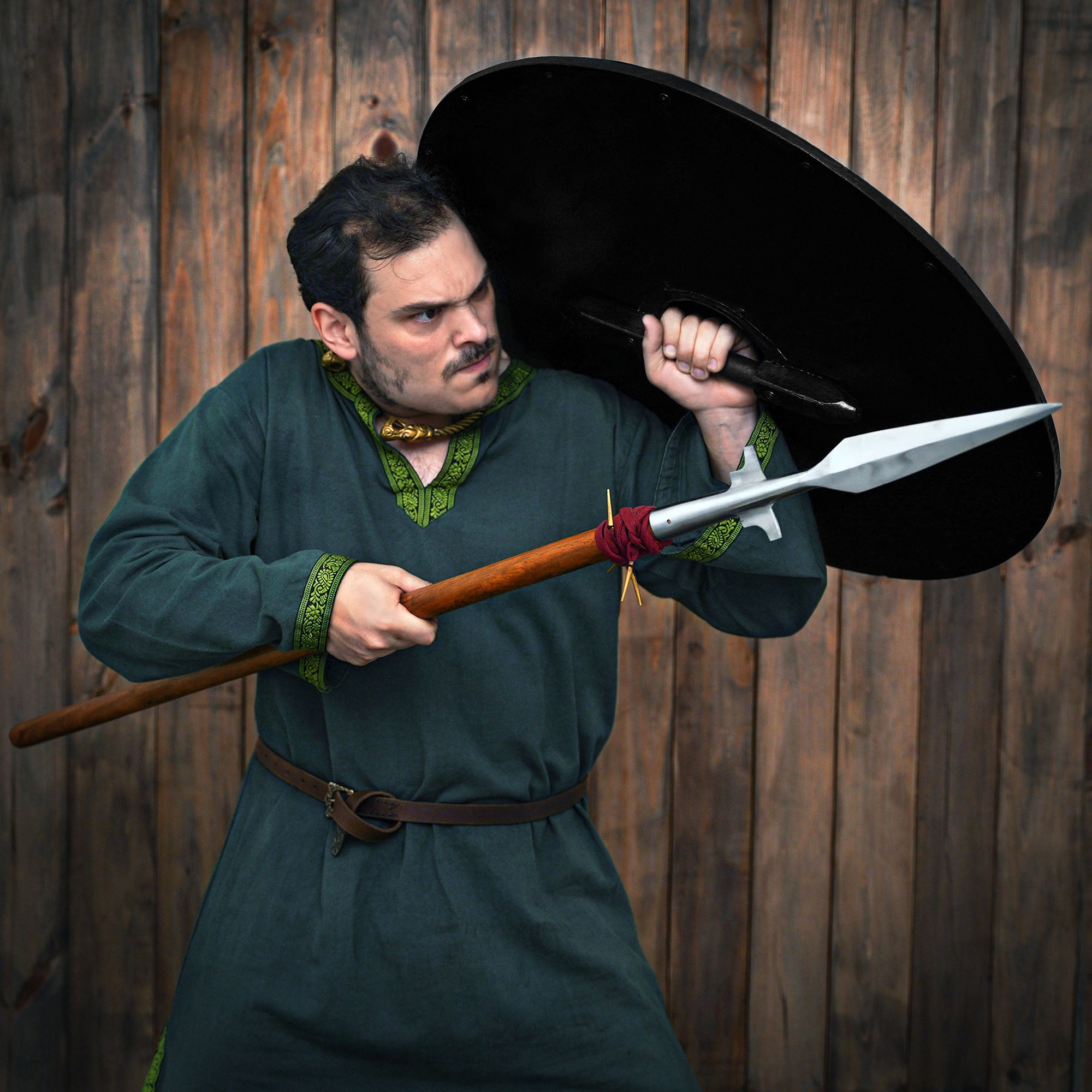 Escudo vikingo redondo de madera 30 pulgadas con umbo de acero - imagen 15