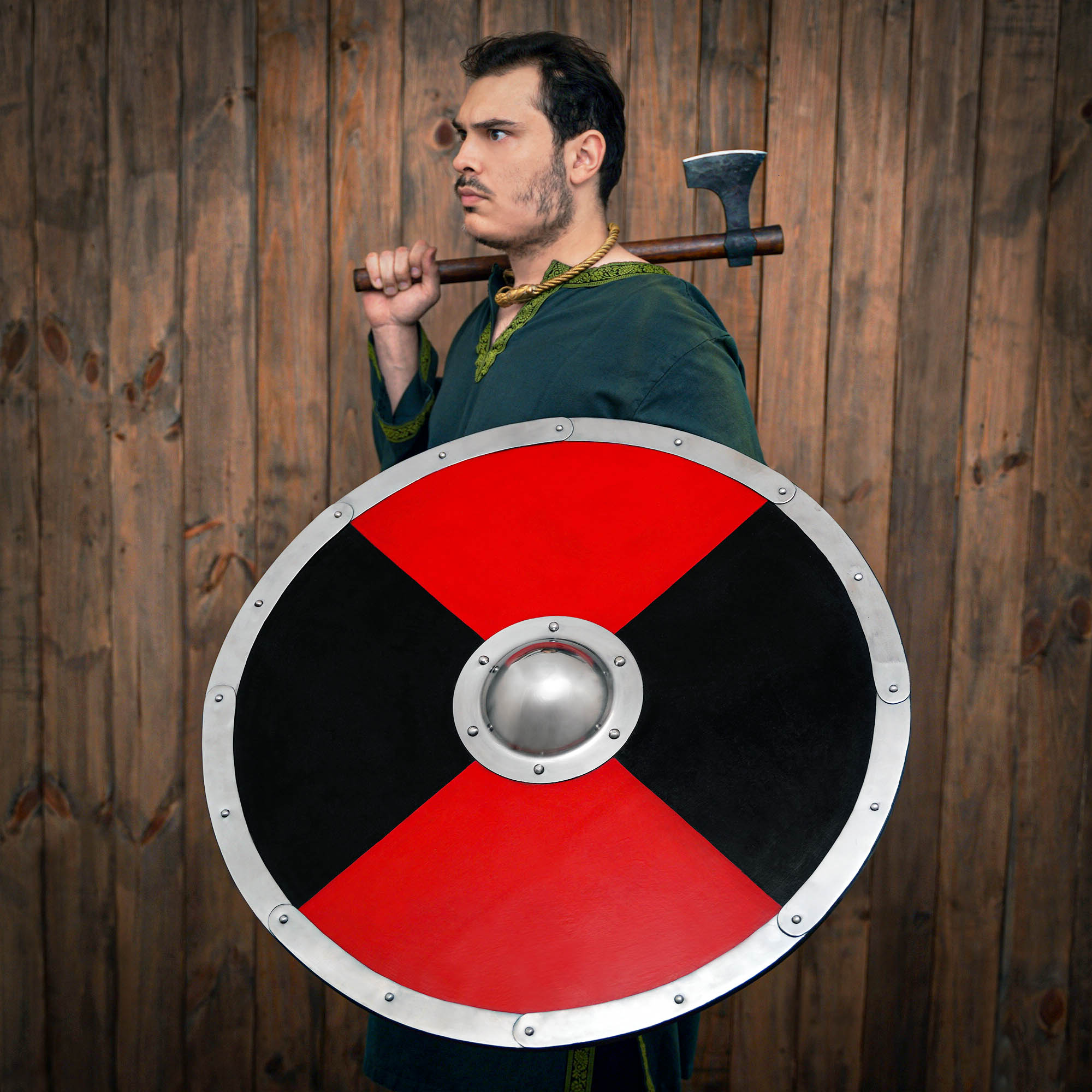Escudo vikingo redondo de madera 30 pulgadas con umbo de acero - imagen 14