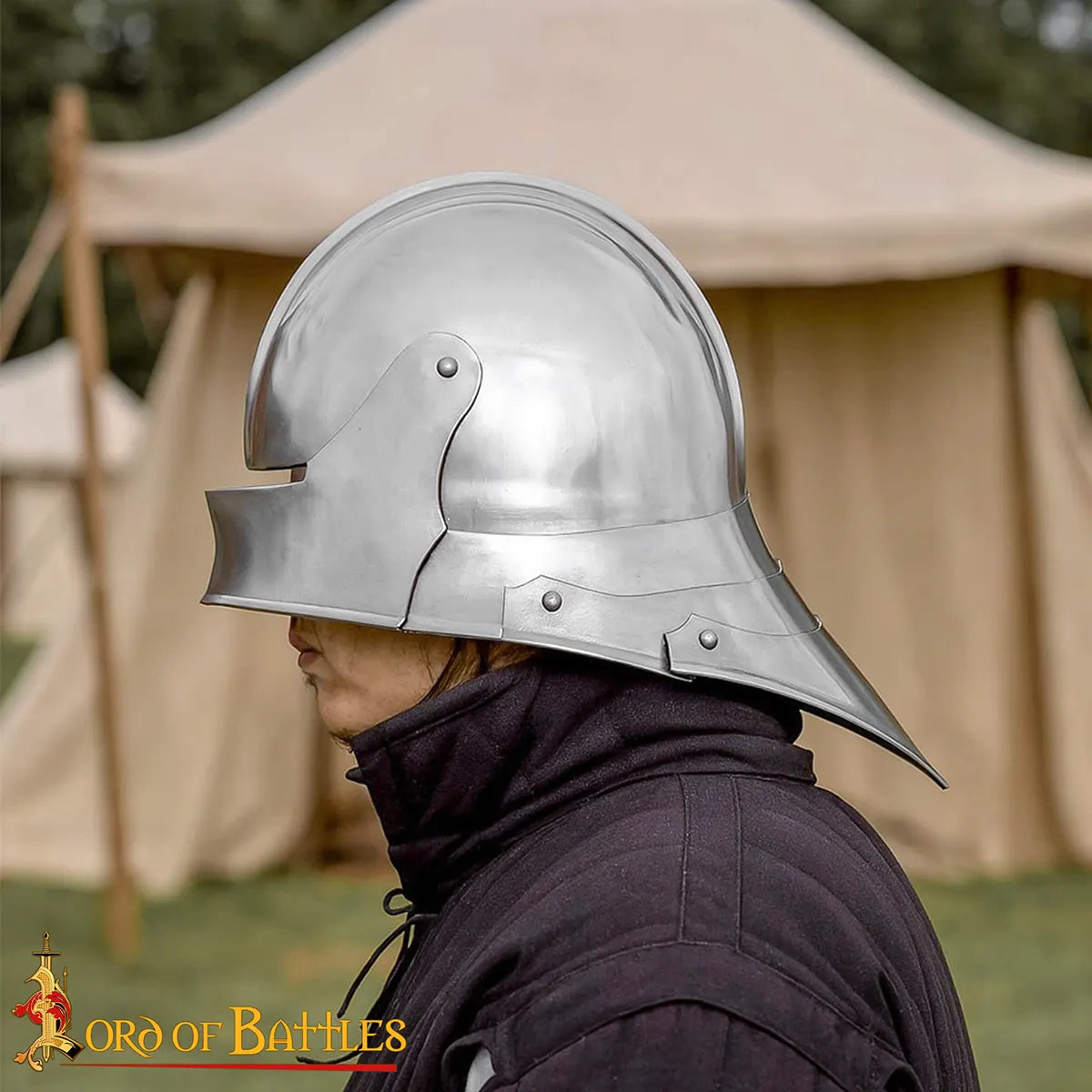 Casco Sallet alemán de acero con visera (siglo XV) - imagen 4