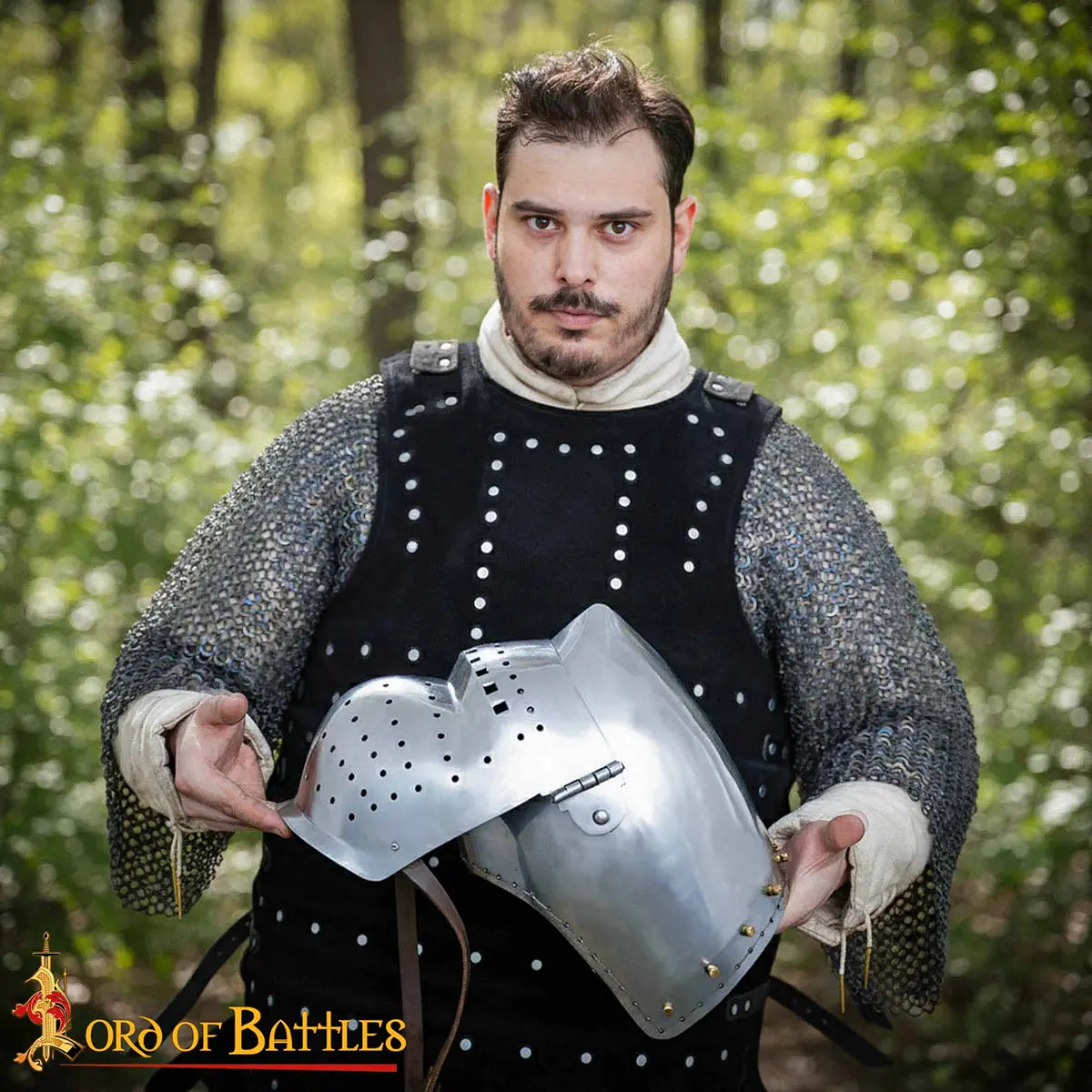 Imagen única de: Casco Bascinet Medieval con Visera Hundsgugel en Acero