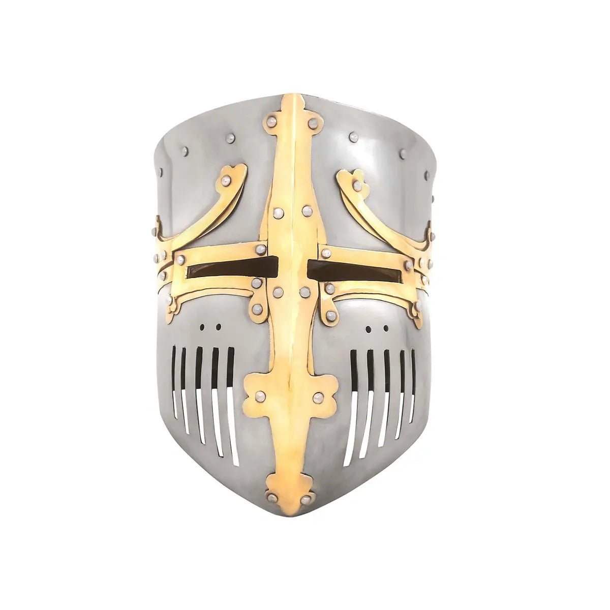Casco medieval tipo pot con remates de latón y forro acolchado - imagen 8
