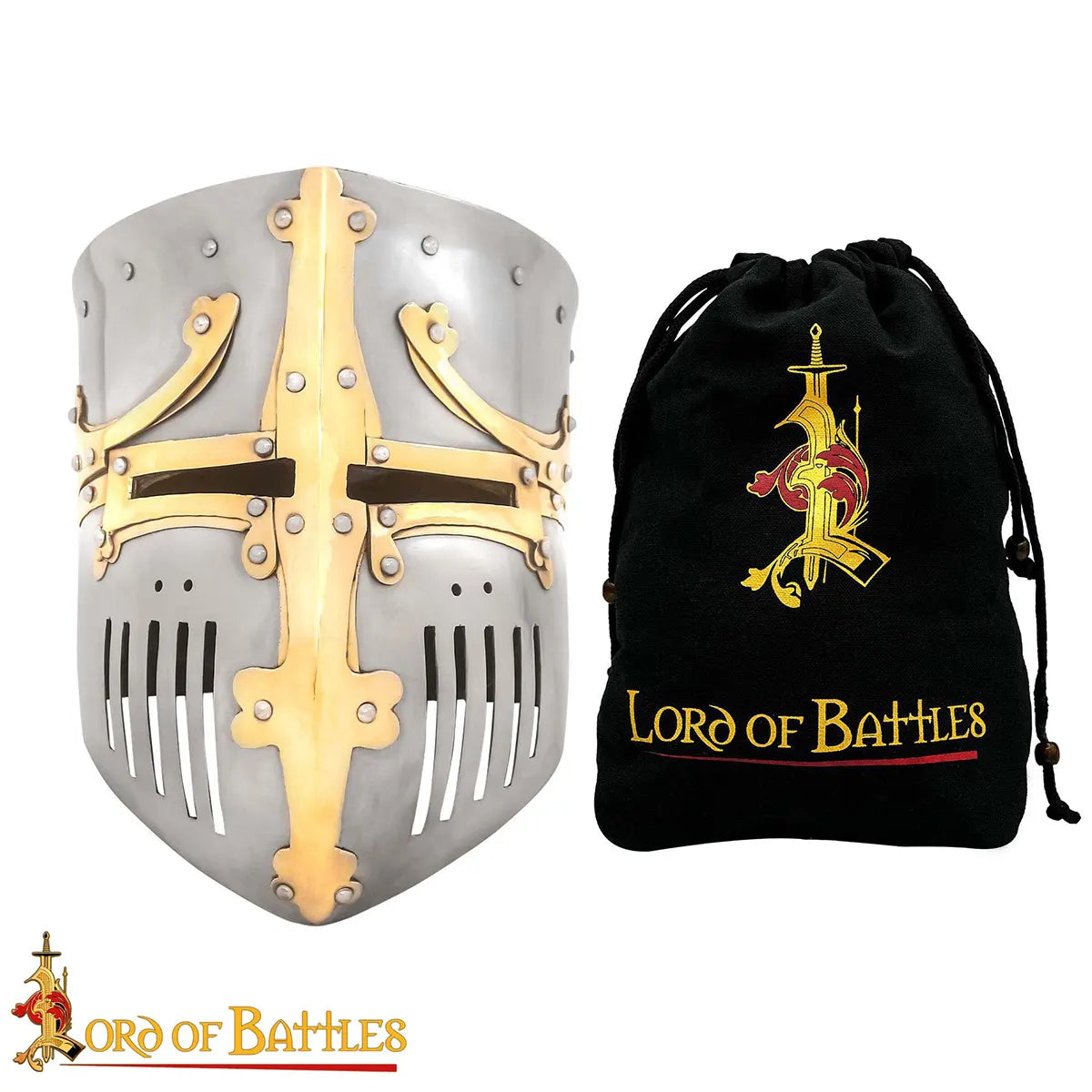 Casco medieval tipo pot con remates de latón y forro acolchado - imagen 7