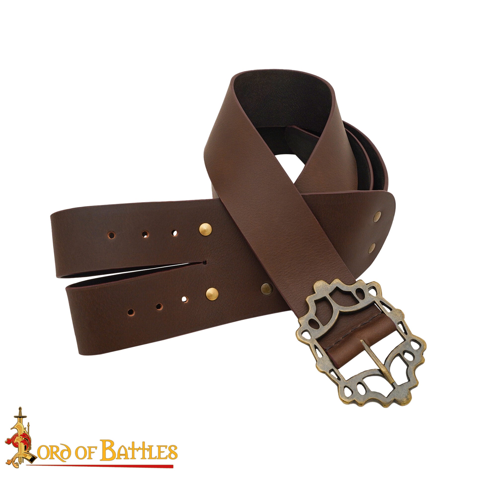 Imagen única de: Pirate Baldric Leather Sword Belt - Cinturón de Hombro de Cuero Marrón Hecho a Mano con Hebilla de Latón