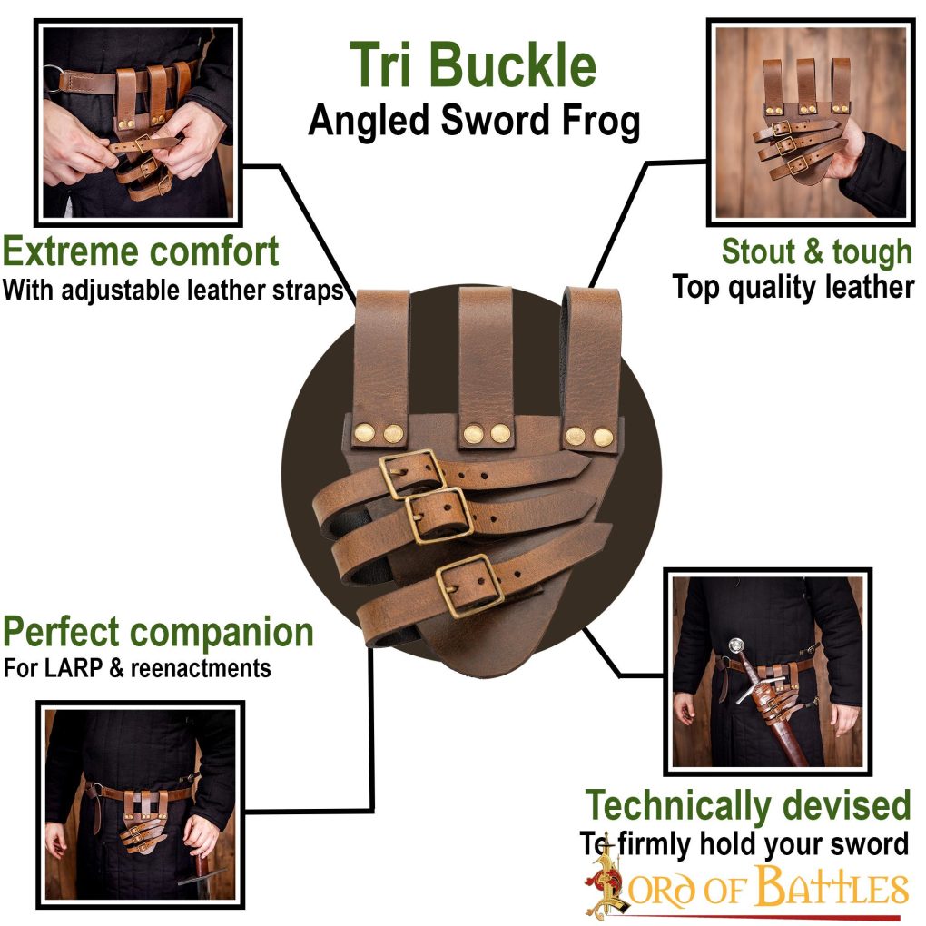 Colgador para espada de cuero con triple hebilla - imagen 5