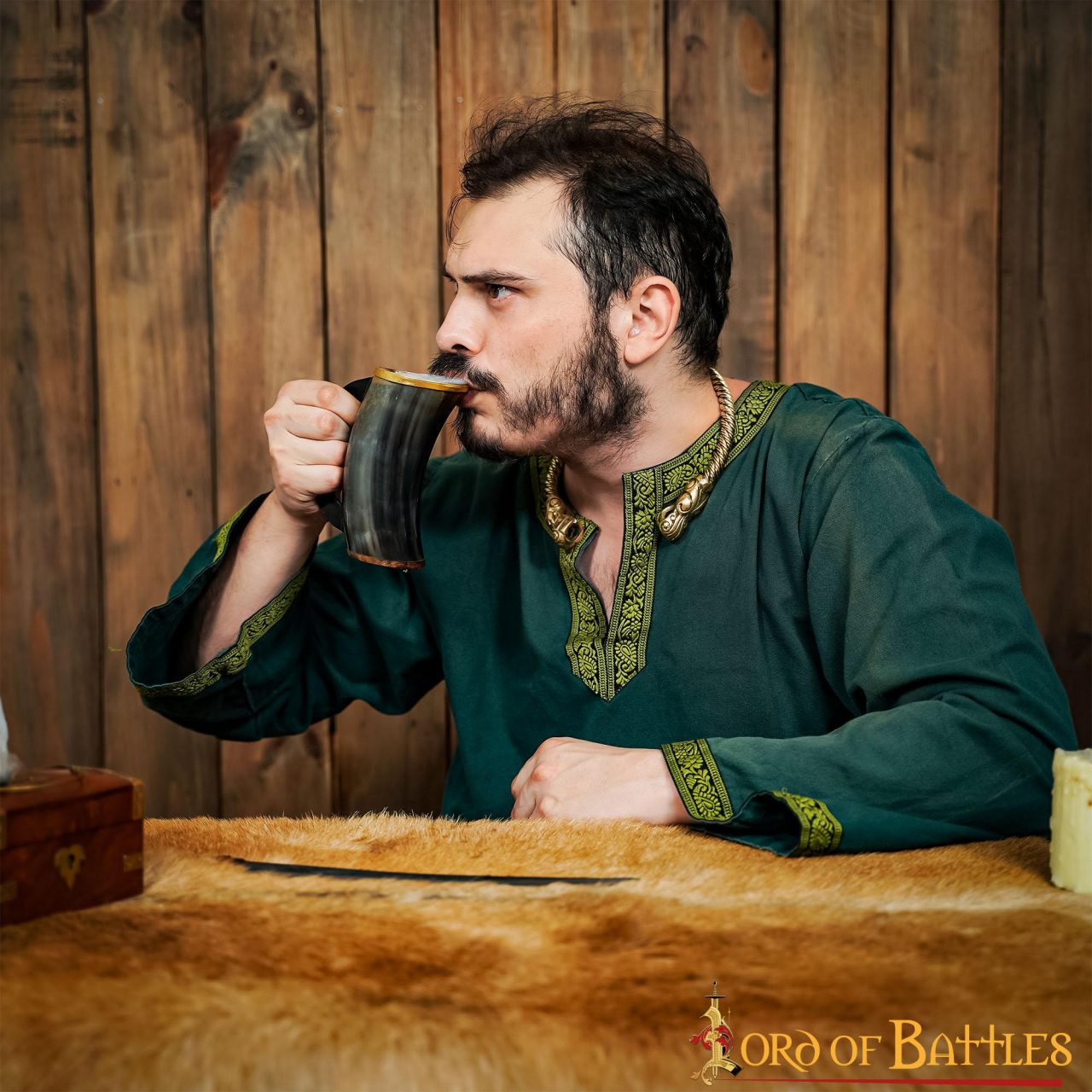 Imagen única de: Jarra de cuerno genuino con borde de latón puro - imagen 3
