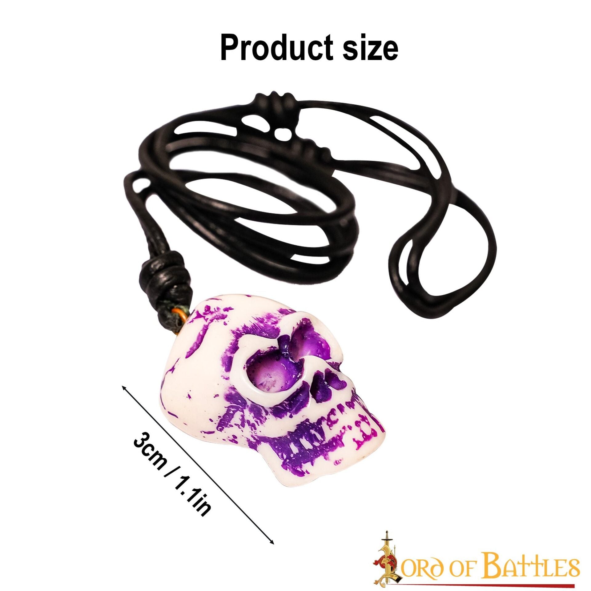 Imagen única de: Colgante de Calavera de Hueso de Buey Pulido con Cordón de Cuero Auténtico - Amuleto Medieval Tallado a Mano